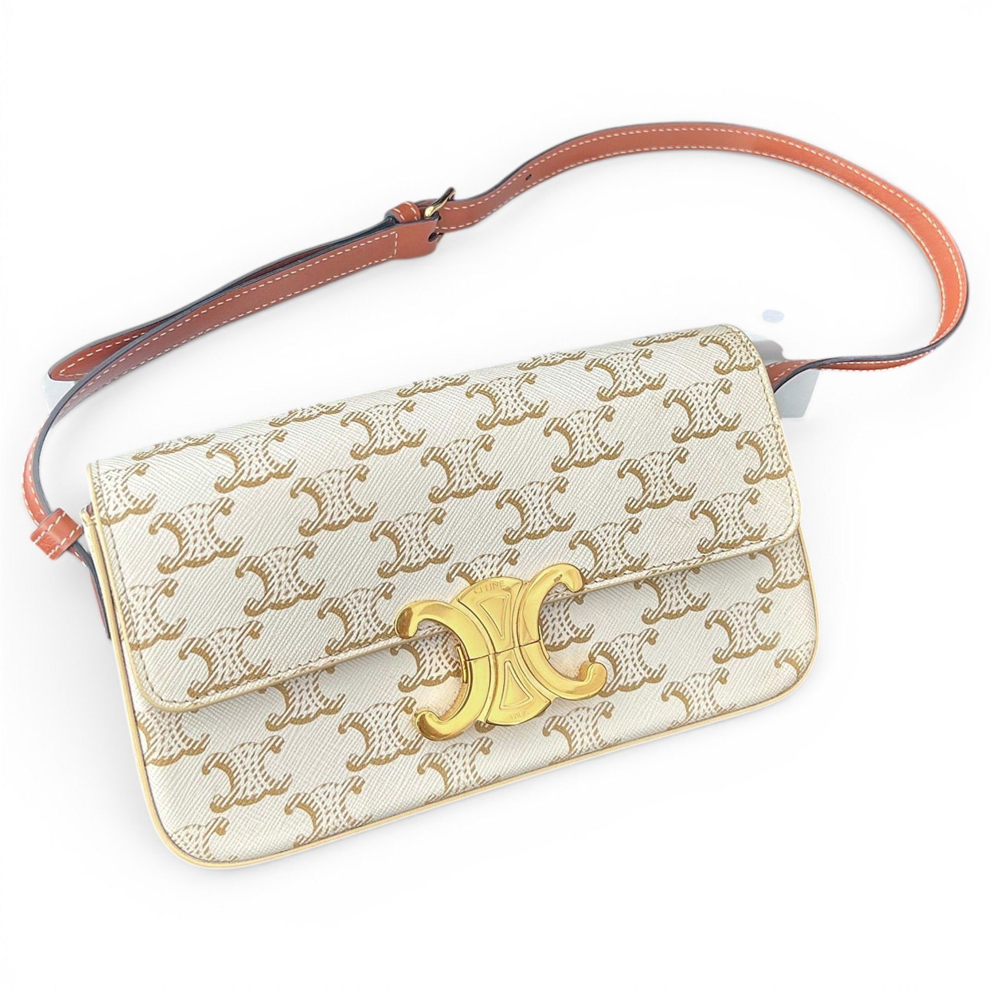 Triomphe chain leather handbag