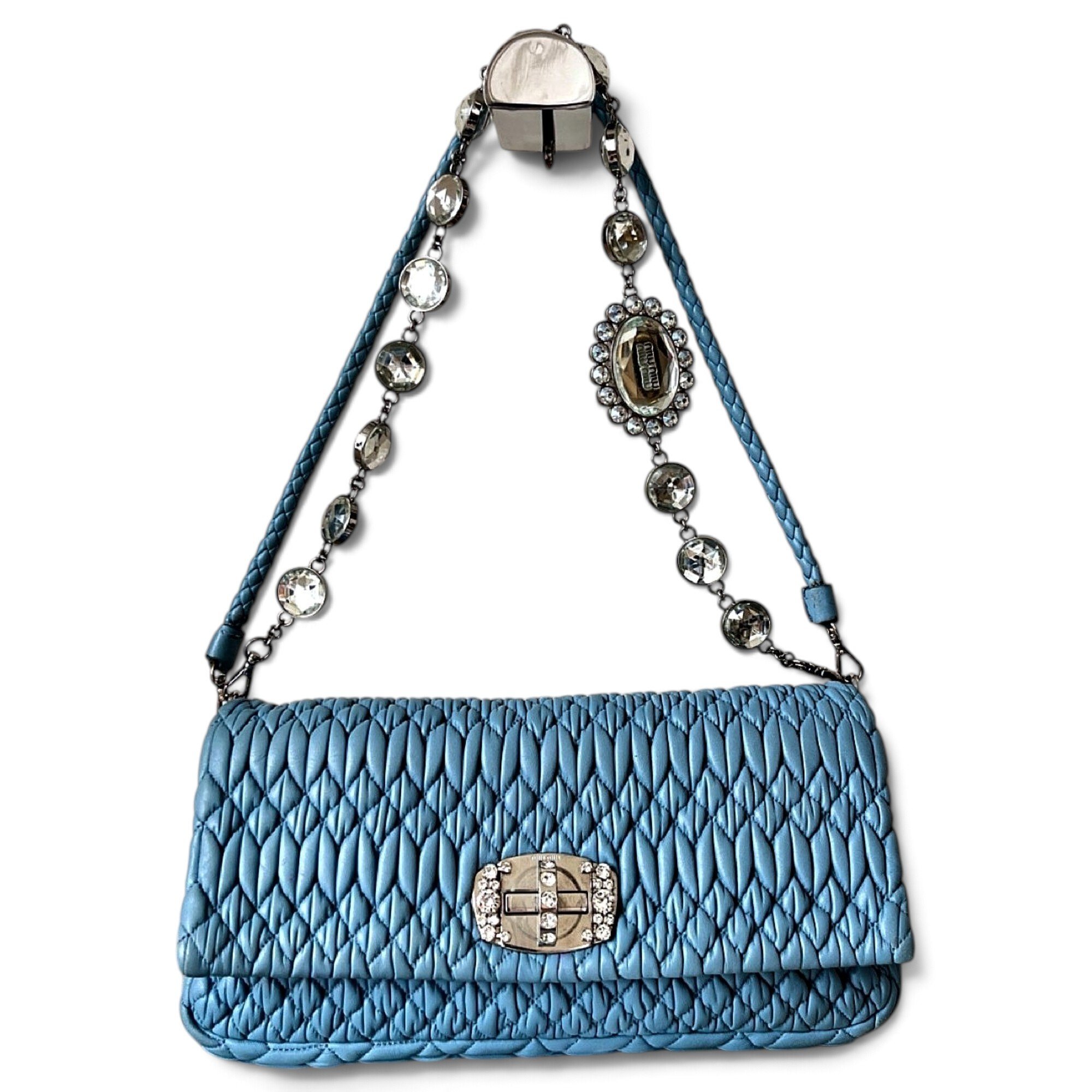 Miu Crystal leather handbag