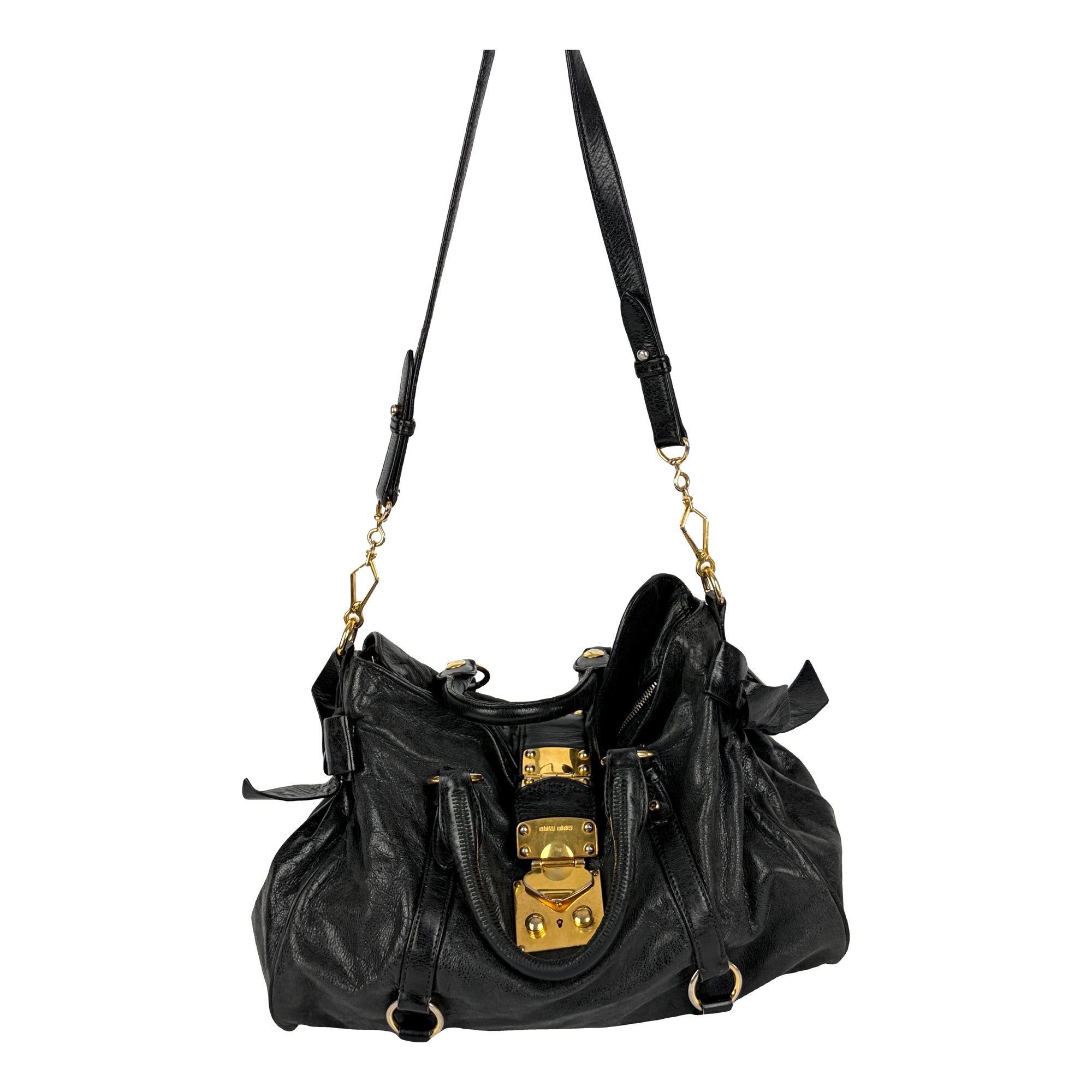 Bow bag leather handbag