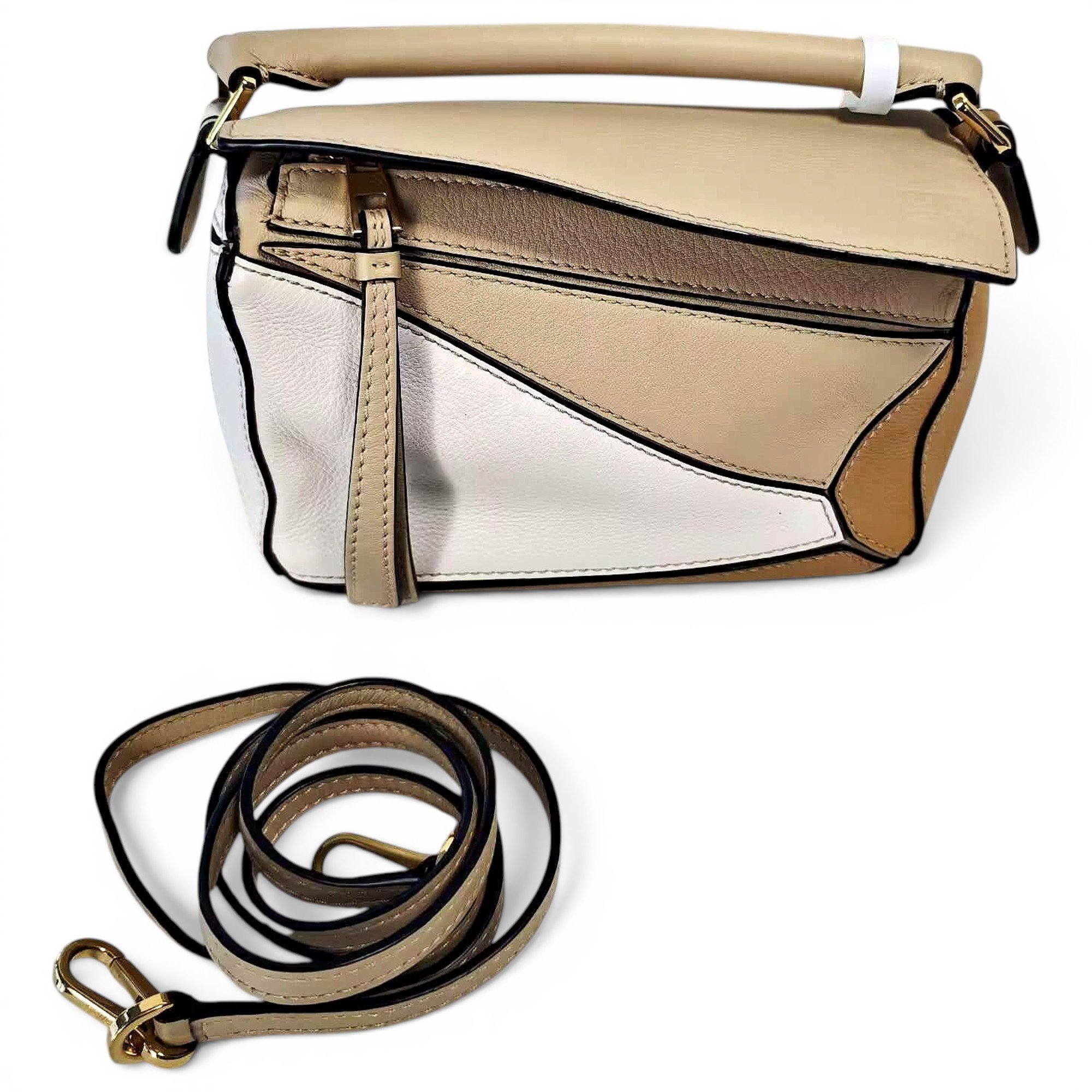 Puzzle leather handbag