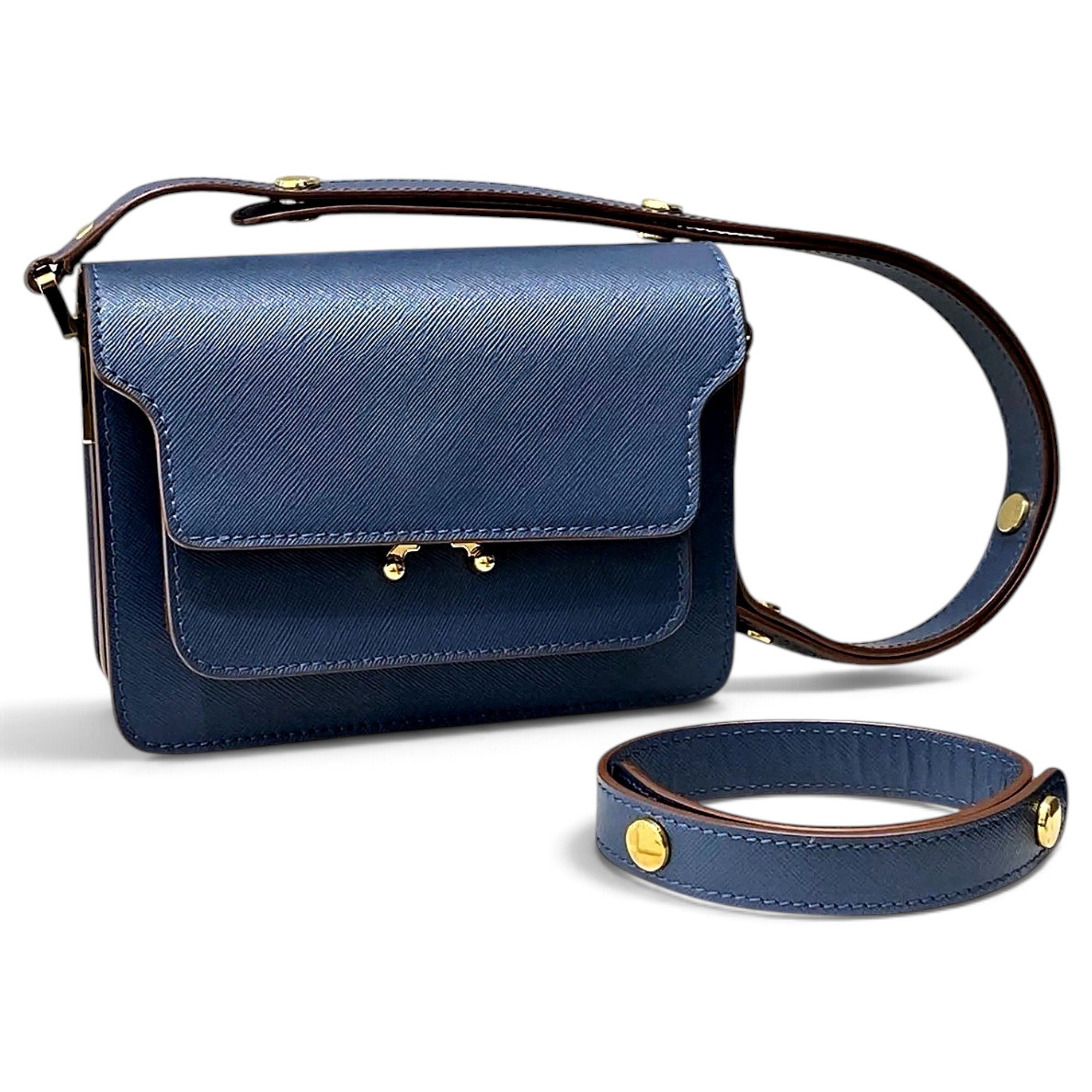 Trunk leather crossbody bag