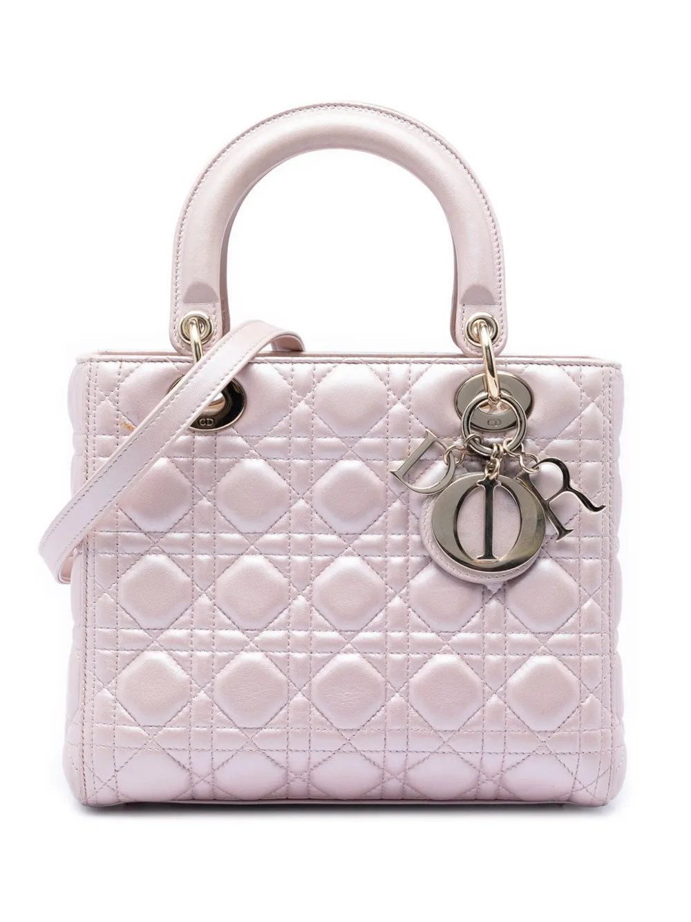 2015 Medium Pearlescent Lambskin Cannage Lady Dior satchel