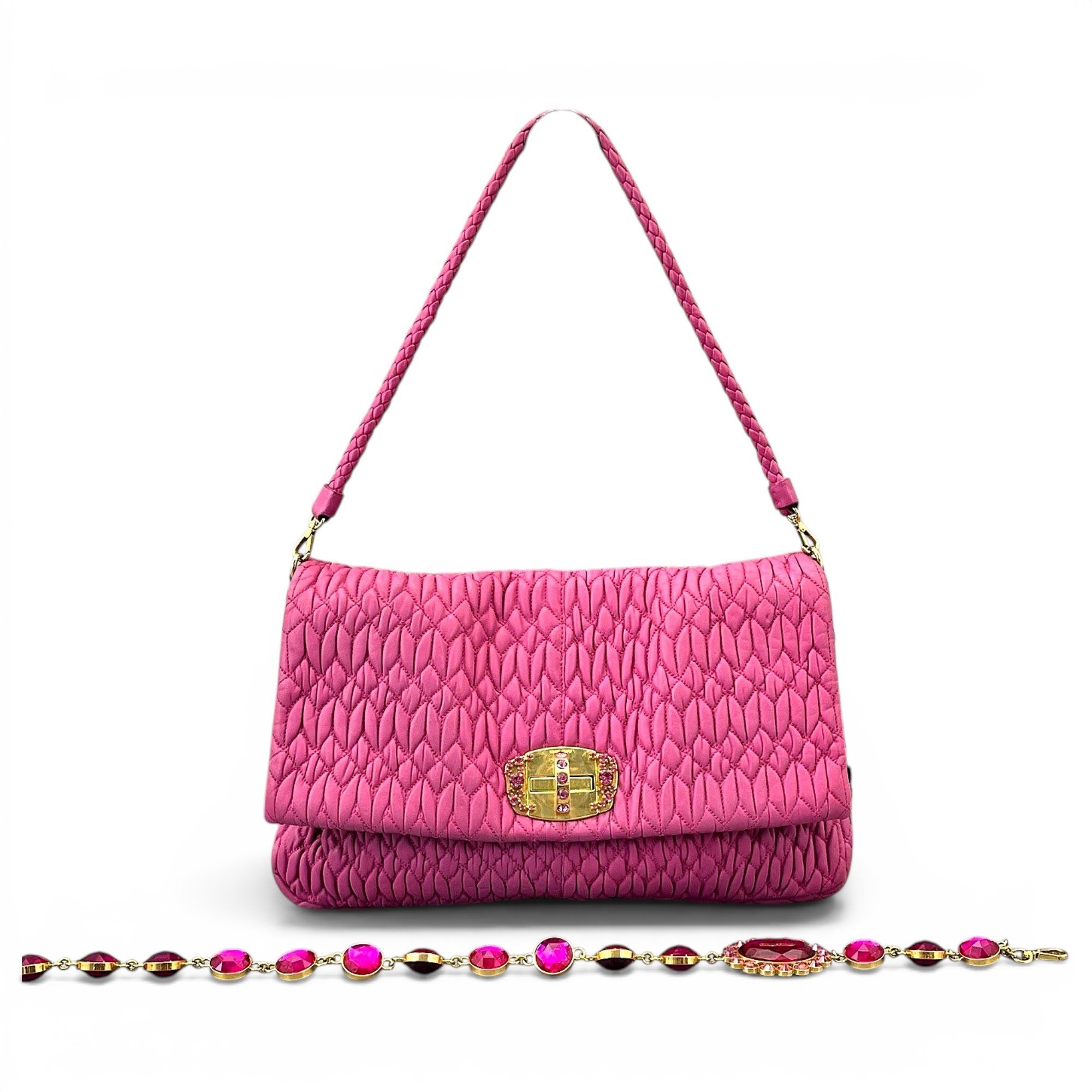 Miu Crystal leather handbag