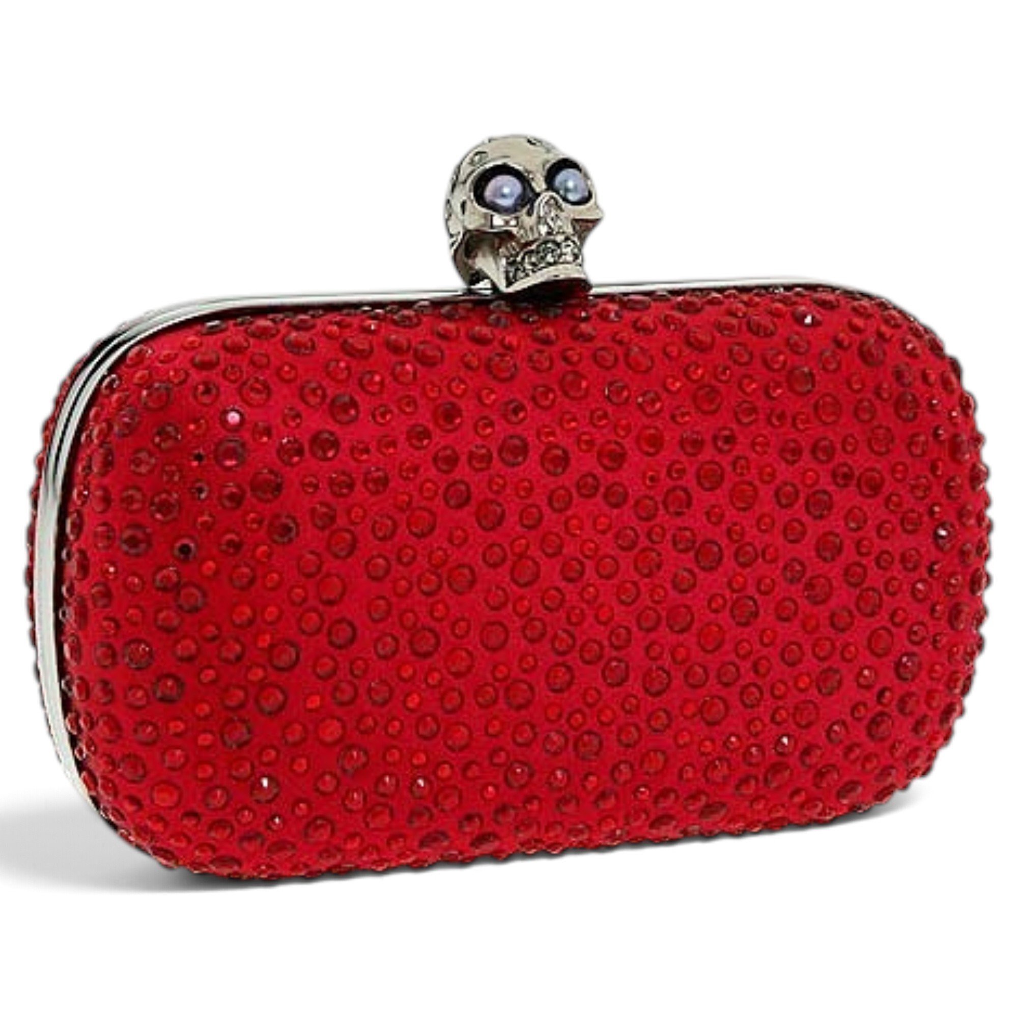 Skull leather clutch bag