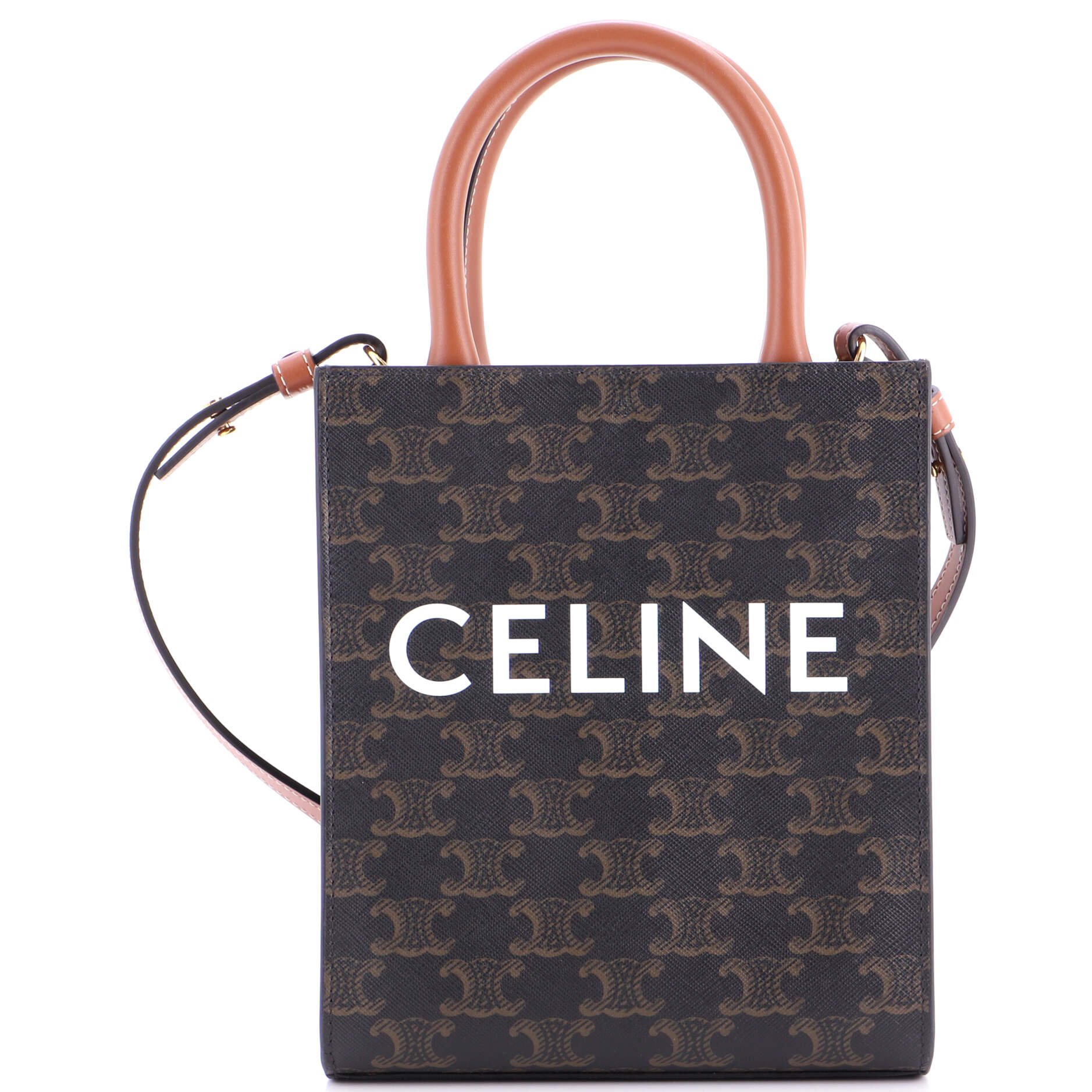 Celine Vertical Cabas Tote Triomphe Coated Canvas Mini