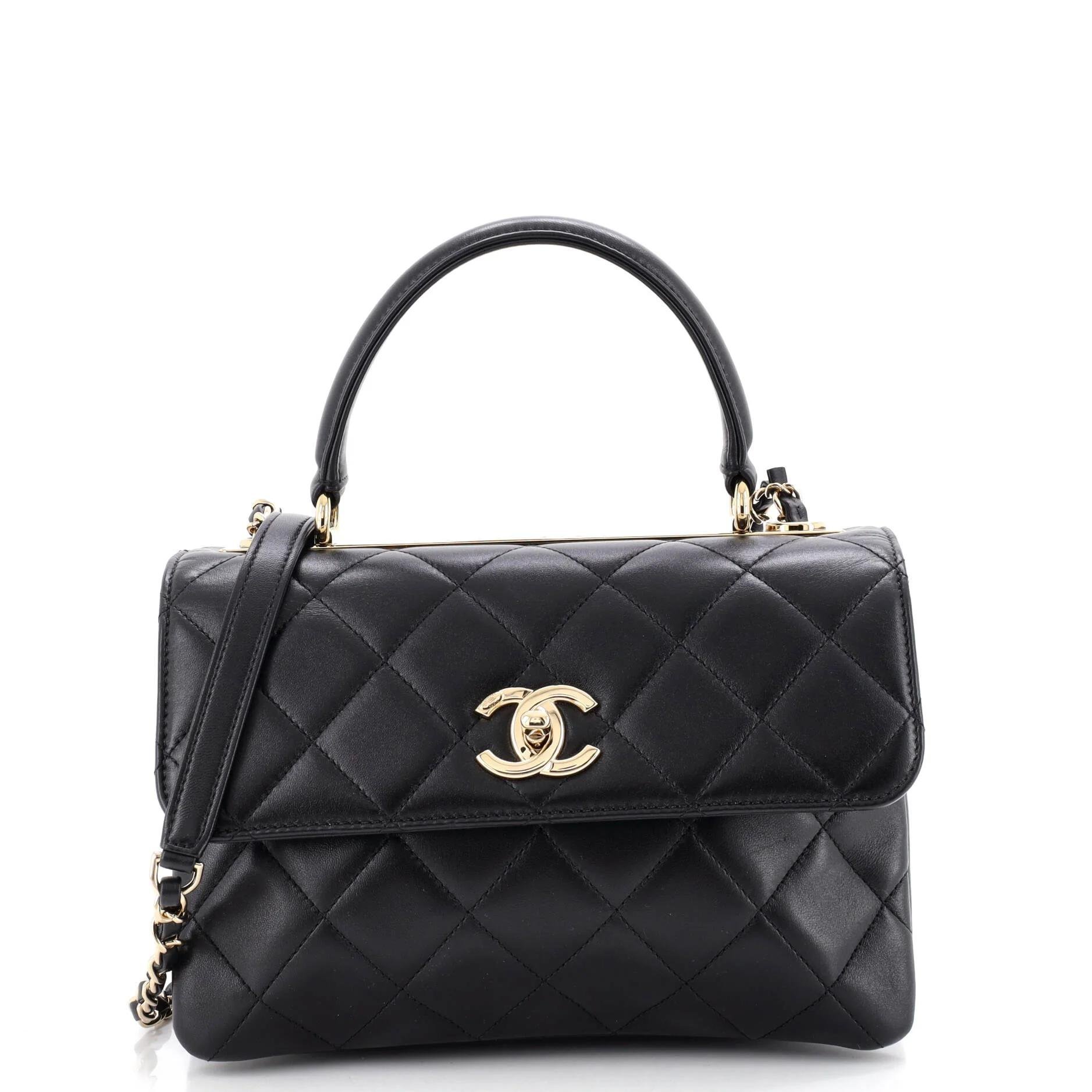Trendy CC Top Handle leather handbag