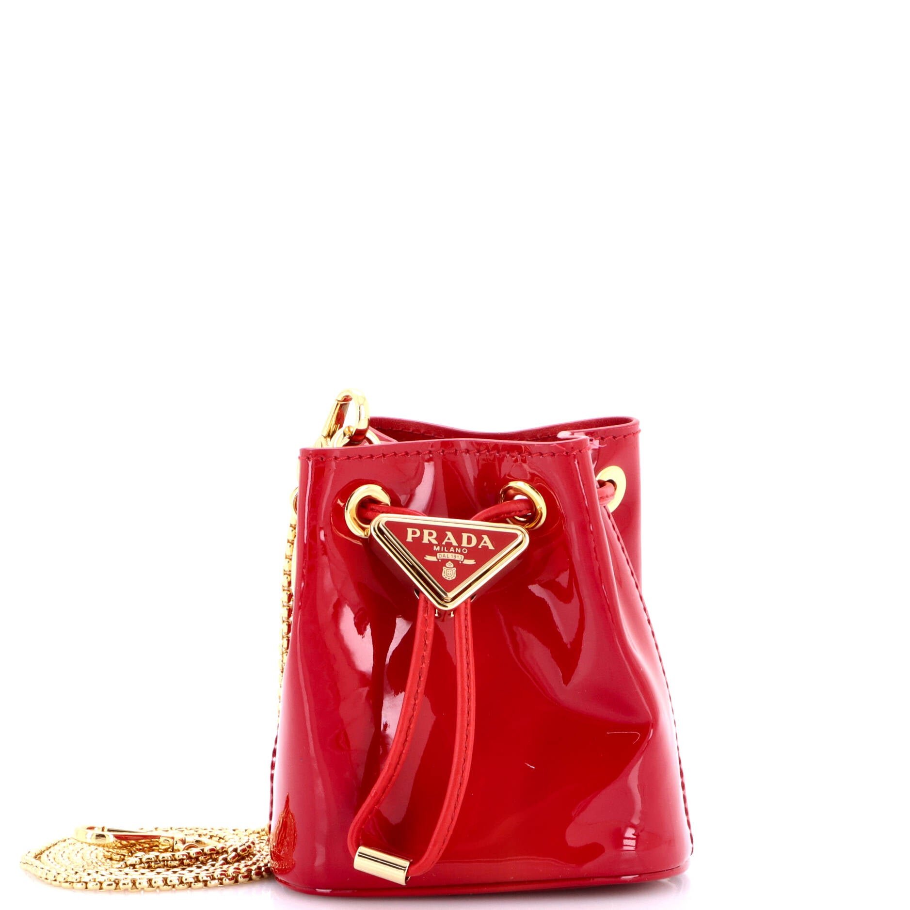 Triangle Logo Drawstring Pouch Bucket Bag Patent Mini