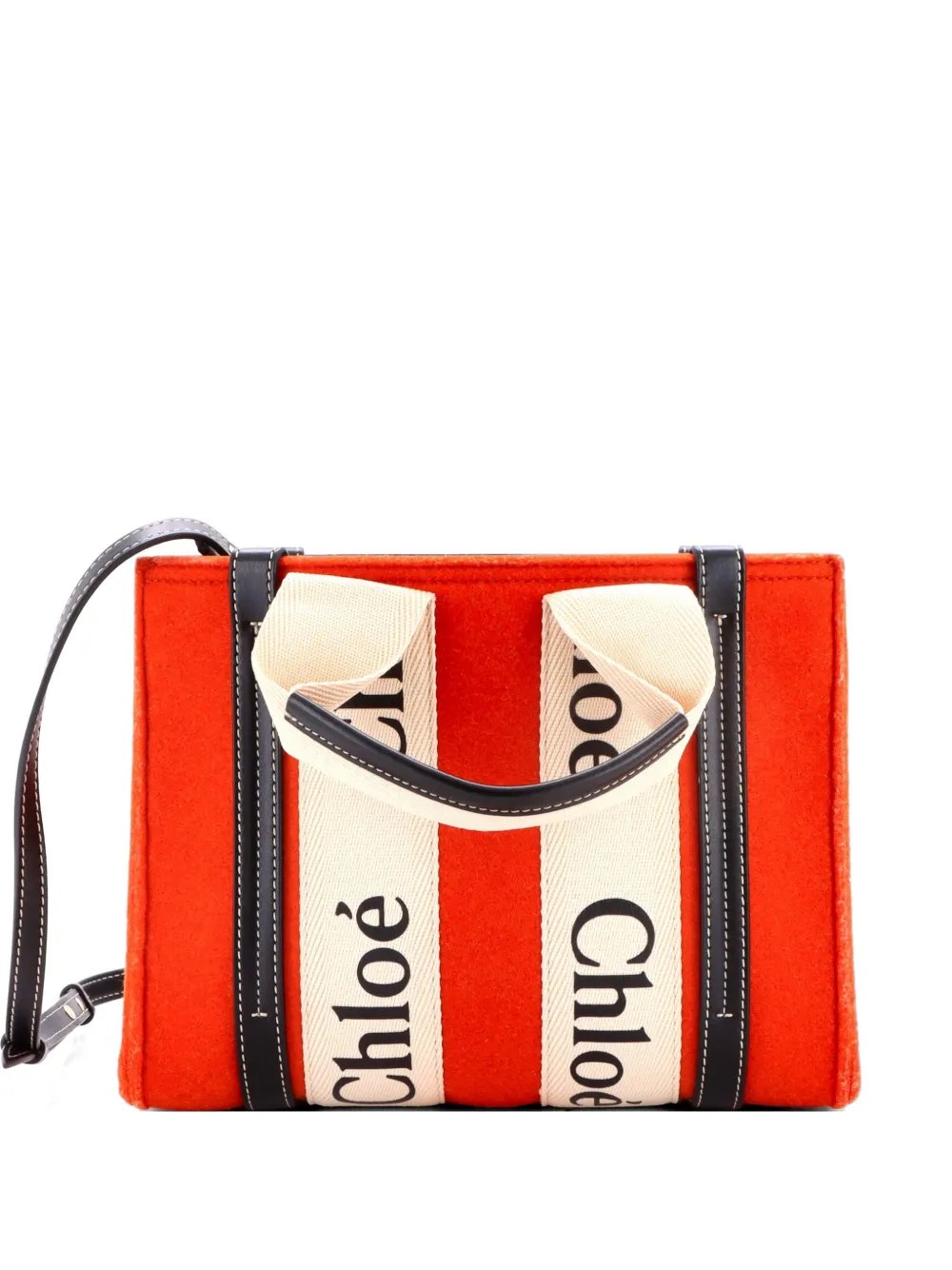 Woody Recycled Felt with Leather and Canvas Small tote bag