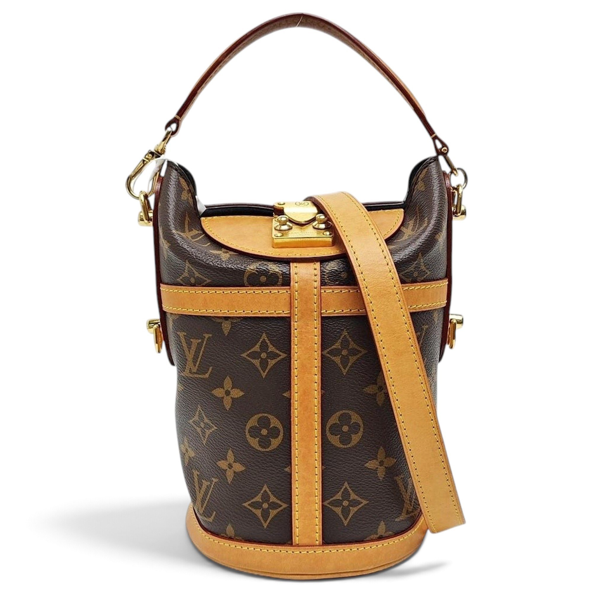 Duffle leather handbag