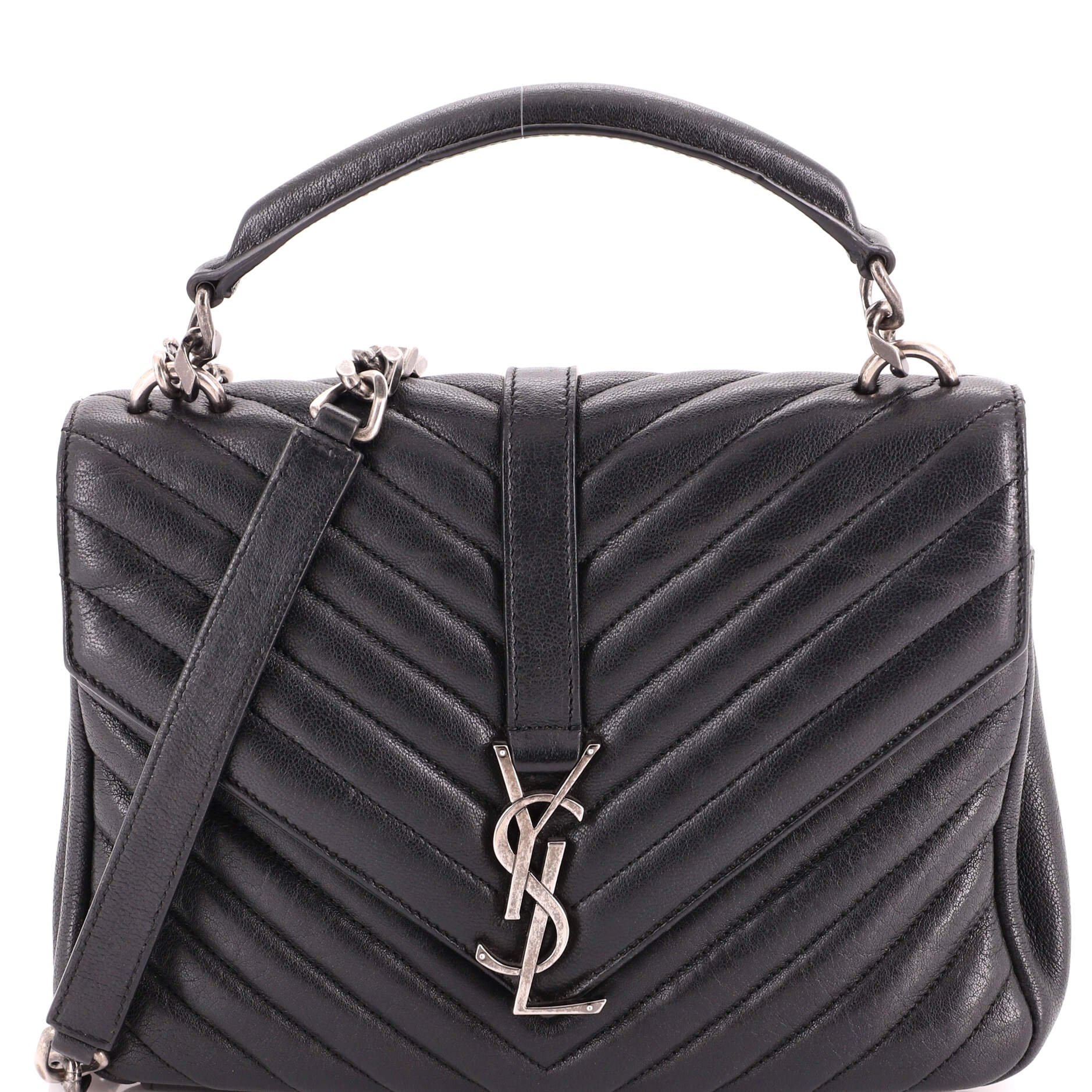 Classic Monogram College Bag Matelasse Chevron Leather Medium