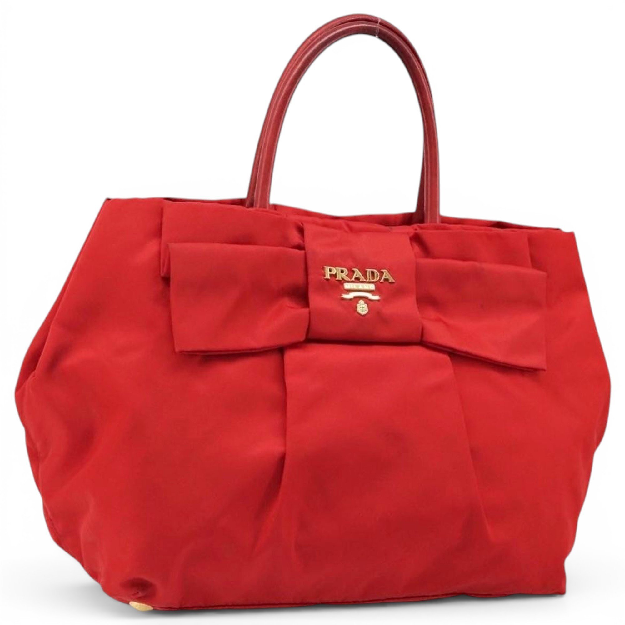 Ribbon leather handbag