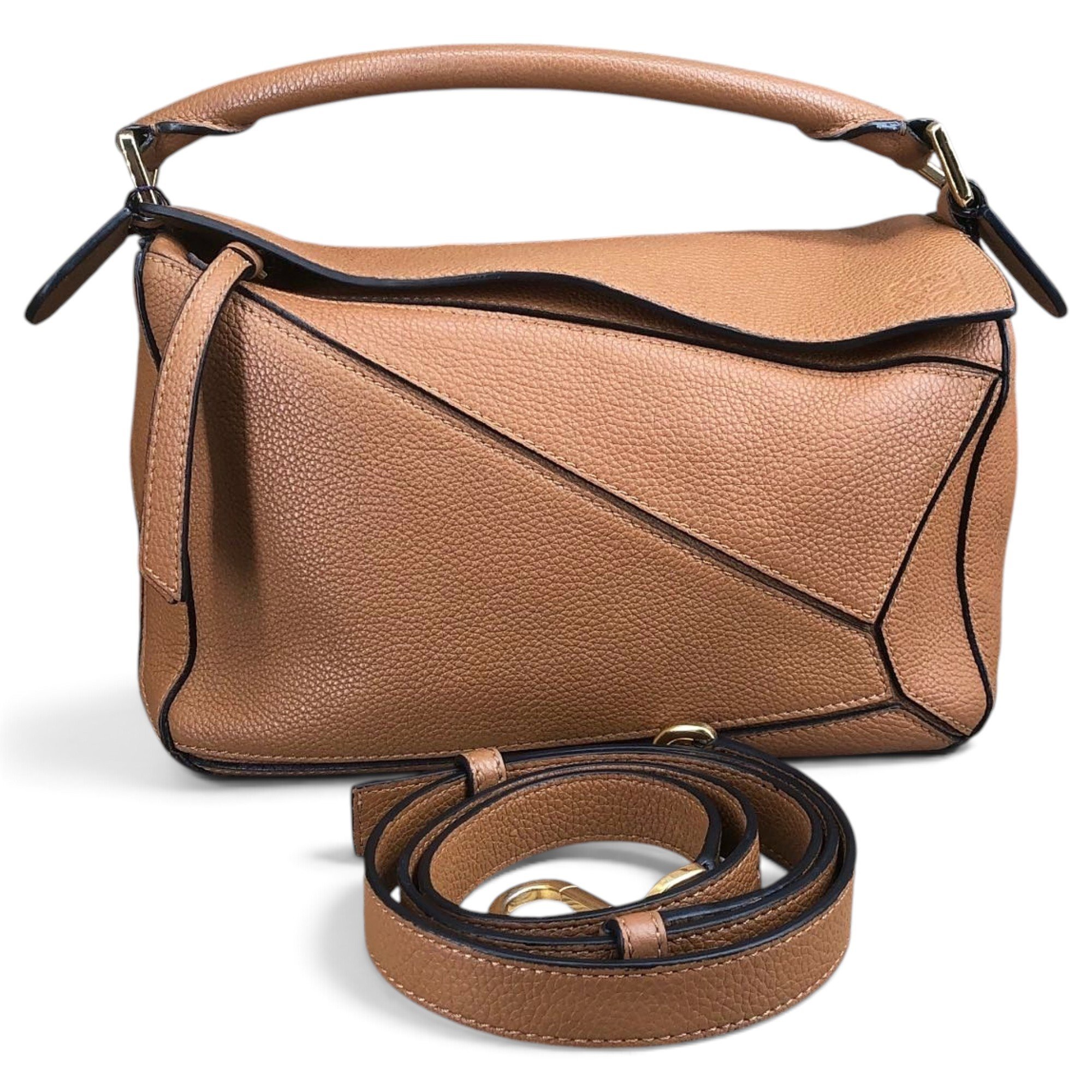 Puzzle leather handbag