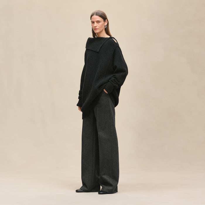 Gris Volcanique Long-sleeve Tunic Dress