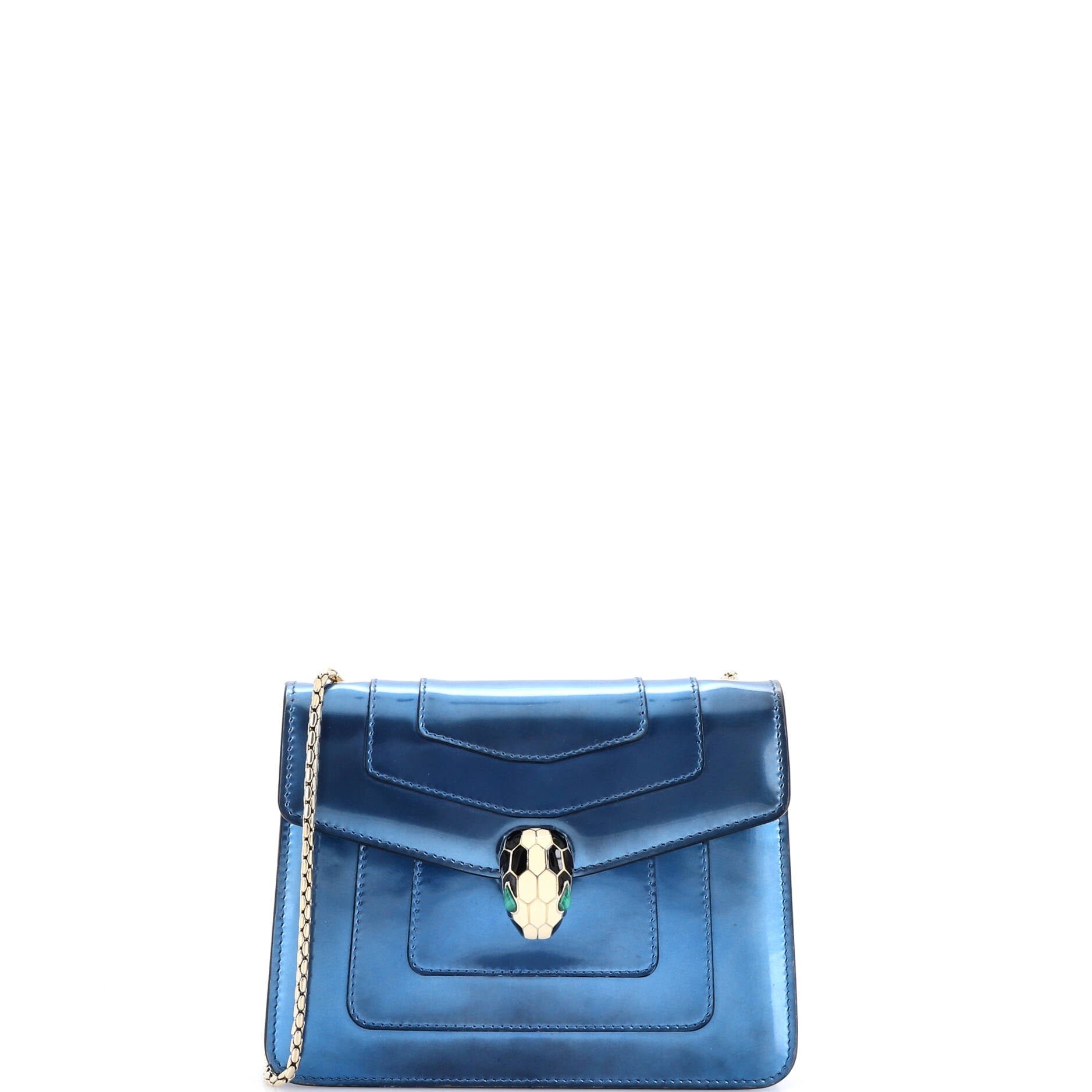 Serpenti Forever Square Shoulder Bag Metallic Leather Small