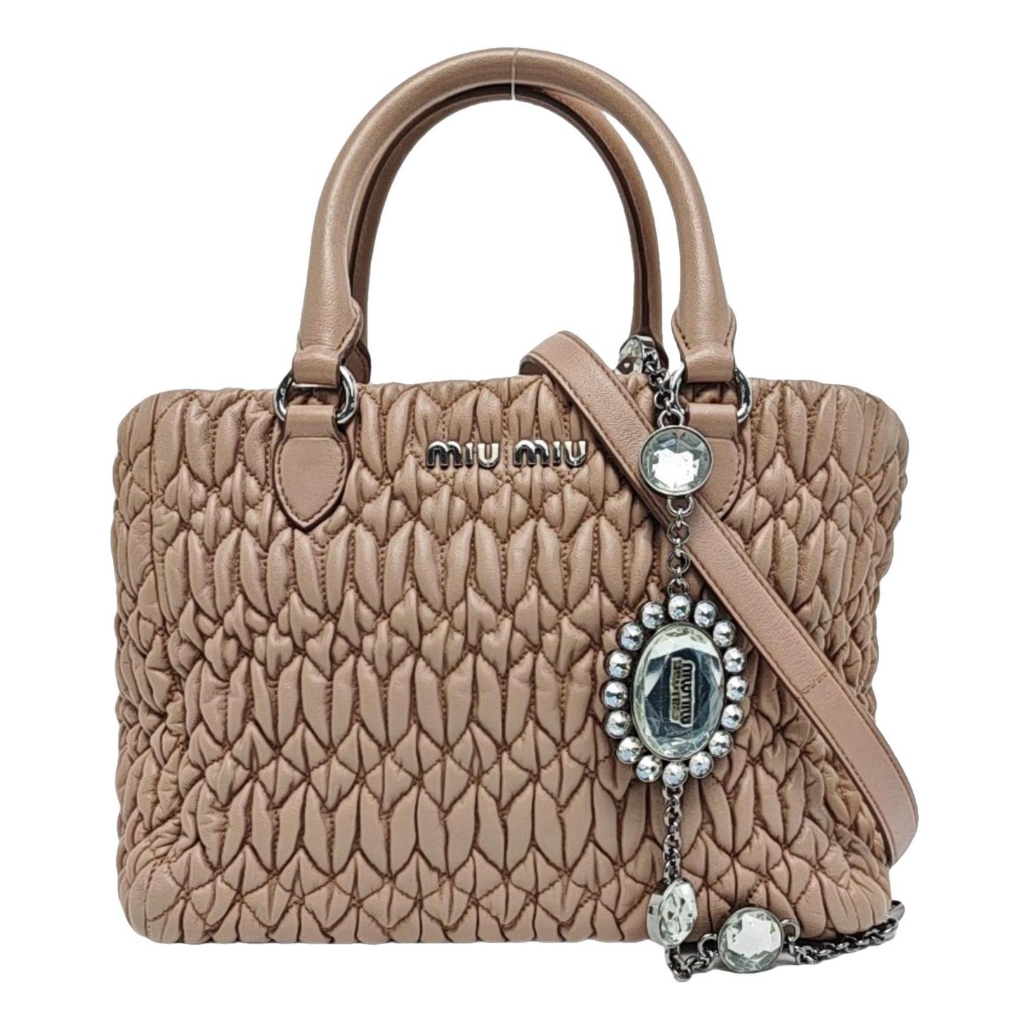 Miu Crystal leather handbag