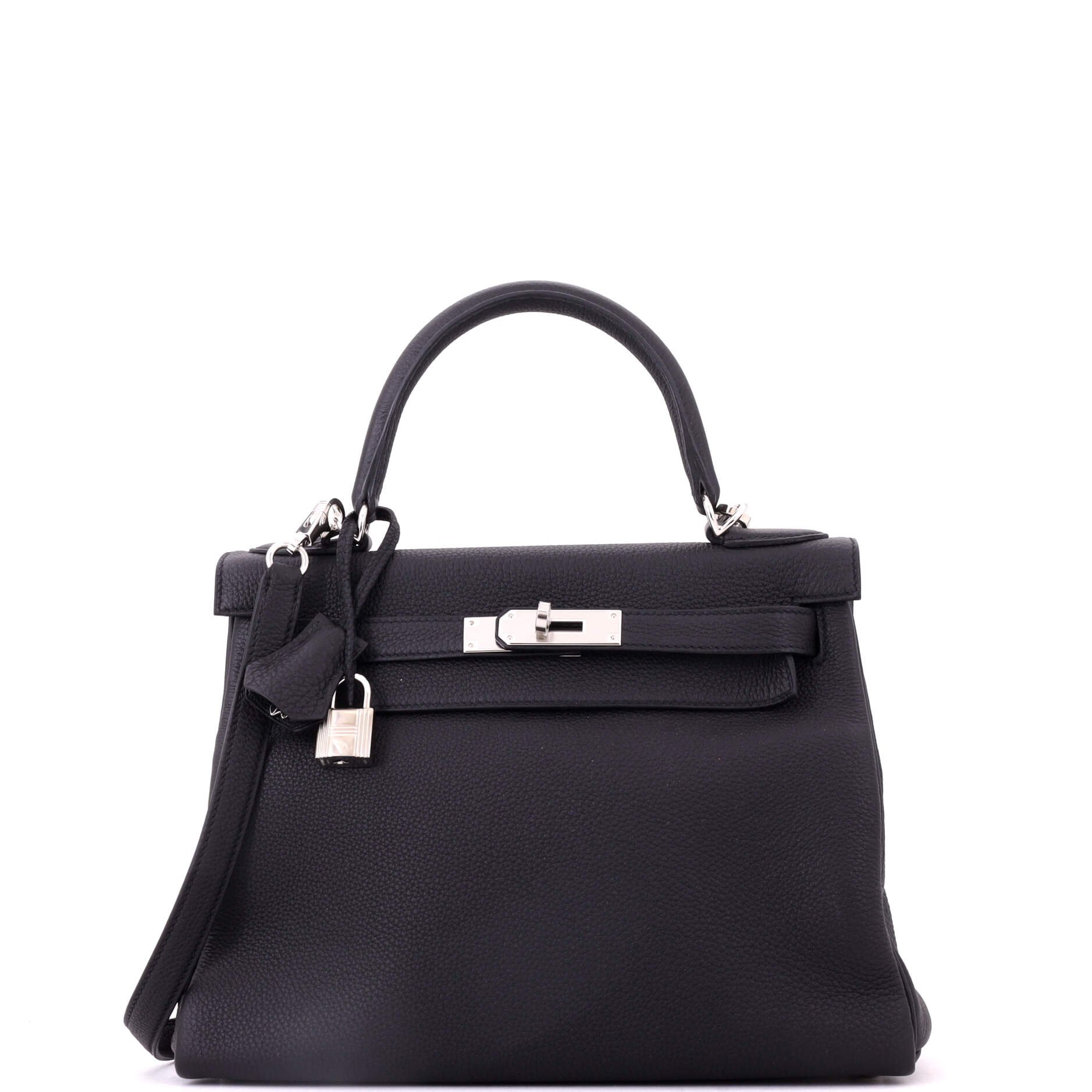 Kelly Handbag Noir Togo with Palladium Hardware 28