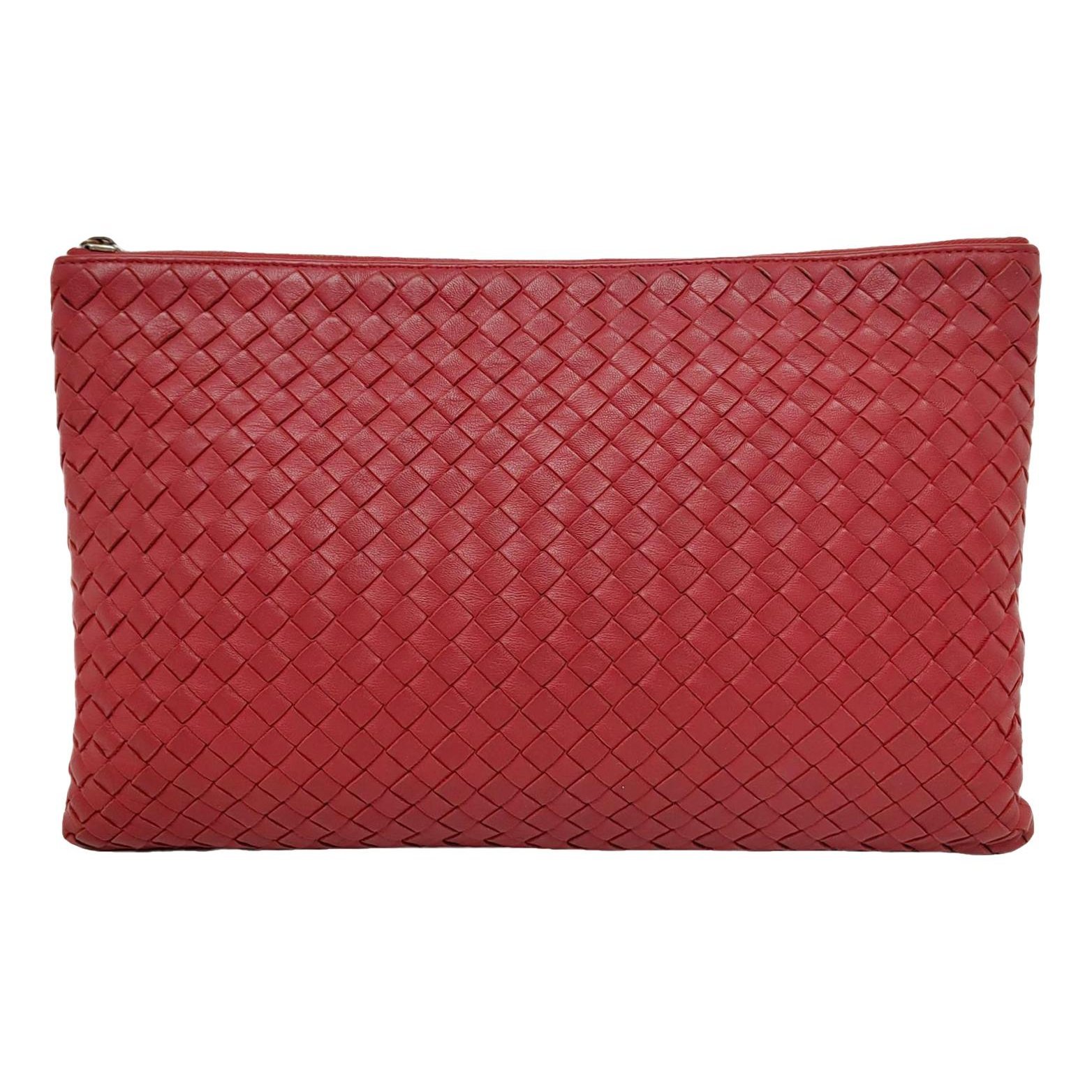 Snap leather clutch bag