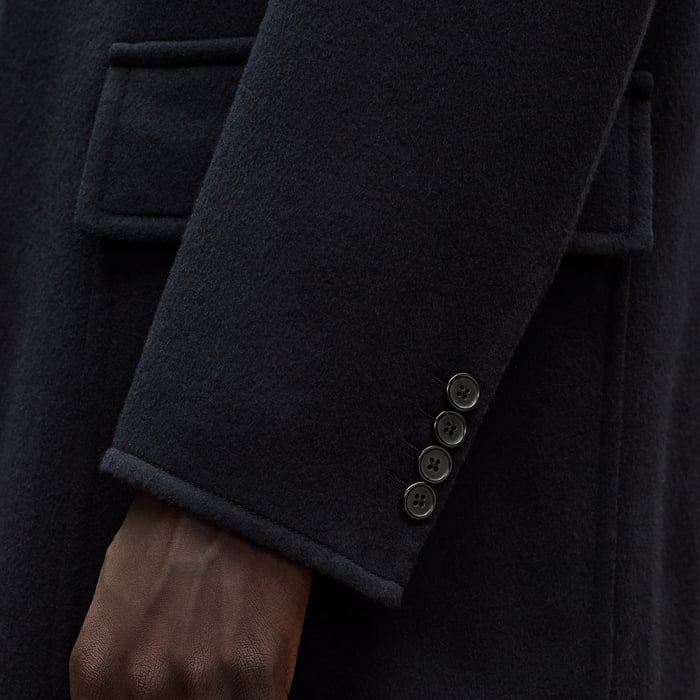 Marine Emile Cashmere Coat With Leather Details