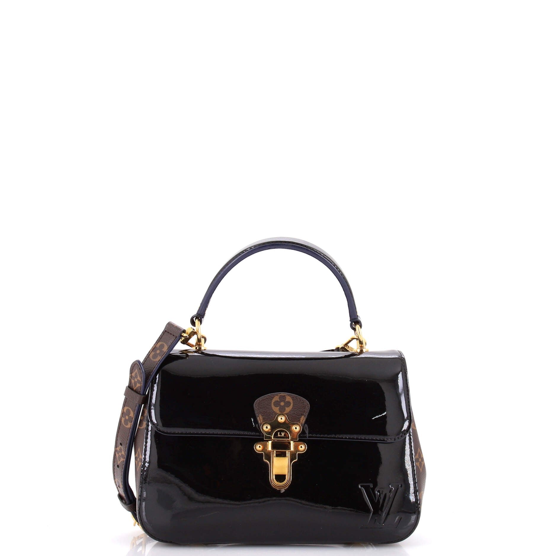 Cherrywood Handbag Vernis with Monogram Canvas PM