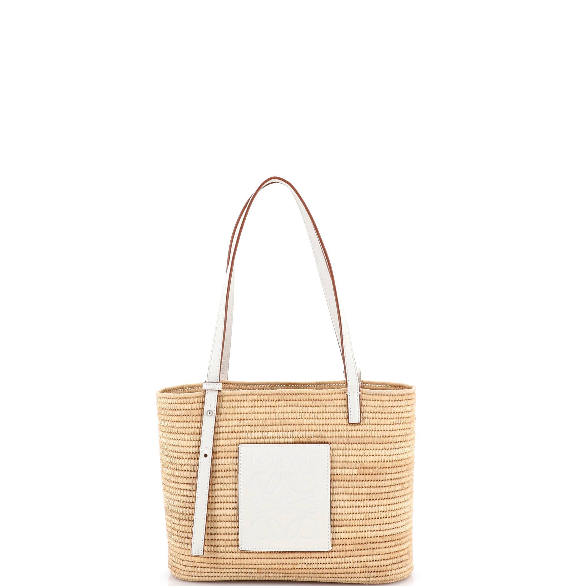 Loewe Square Basket Tote Woven Raffia Small