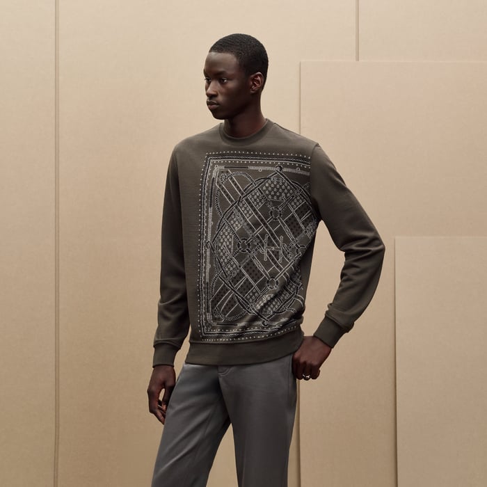 Taupe "Parcours Sans Faute Bandana" Crewneck Sweater