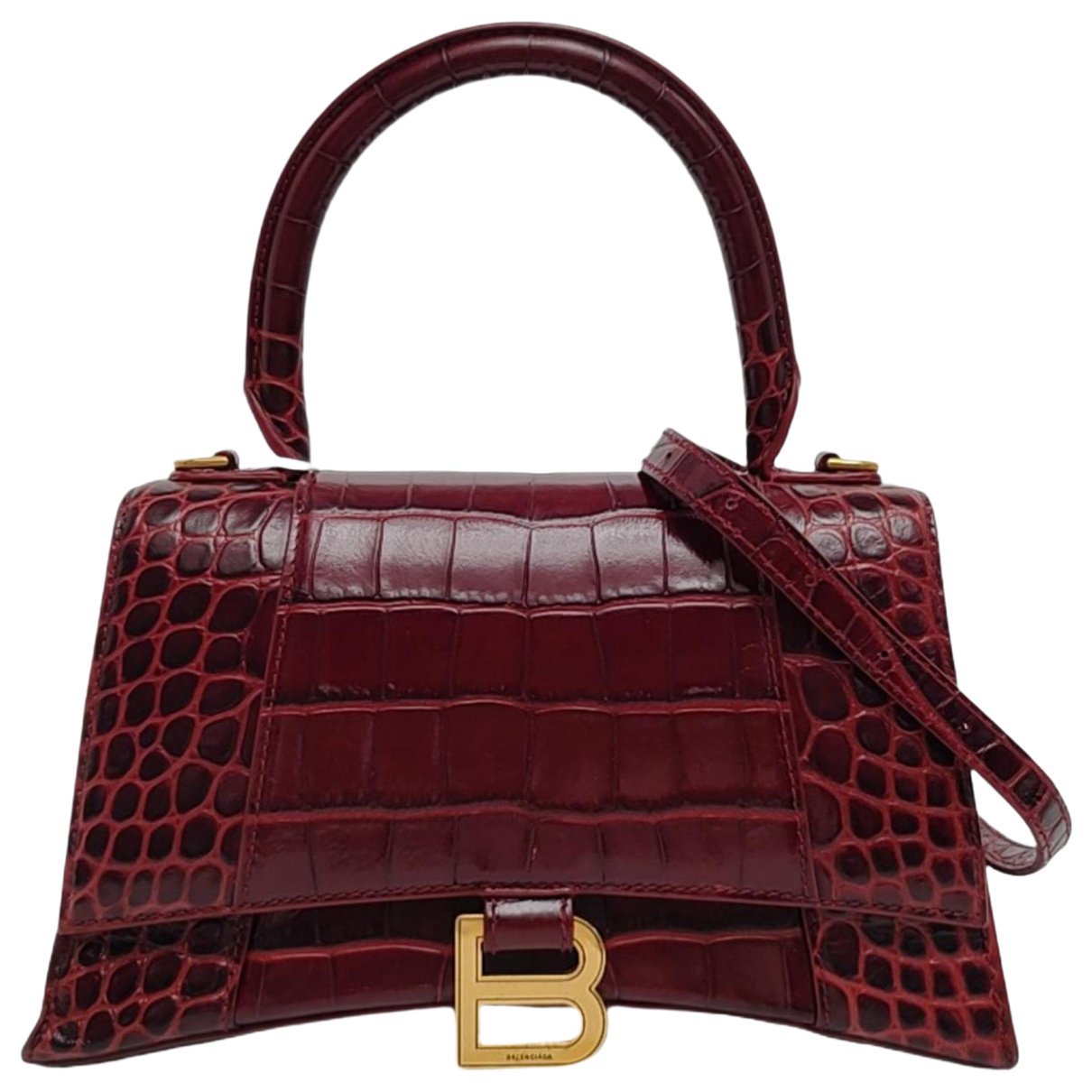 Hourglass leather handbag
