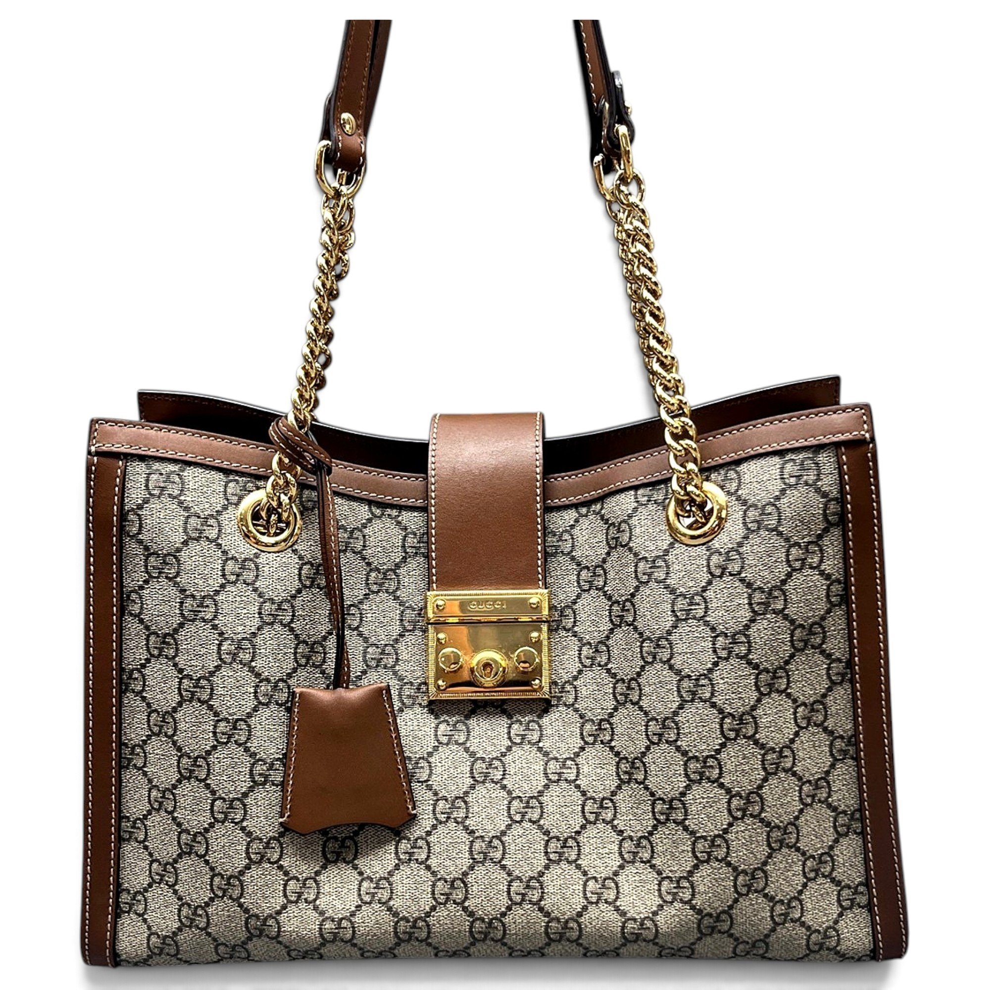 Padlock leather handbag