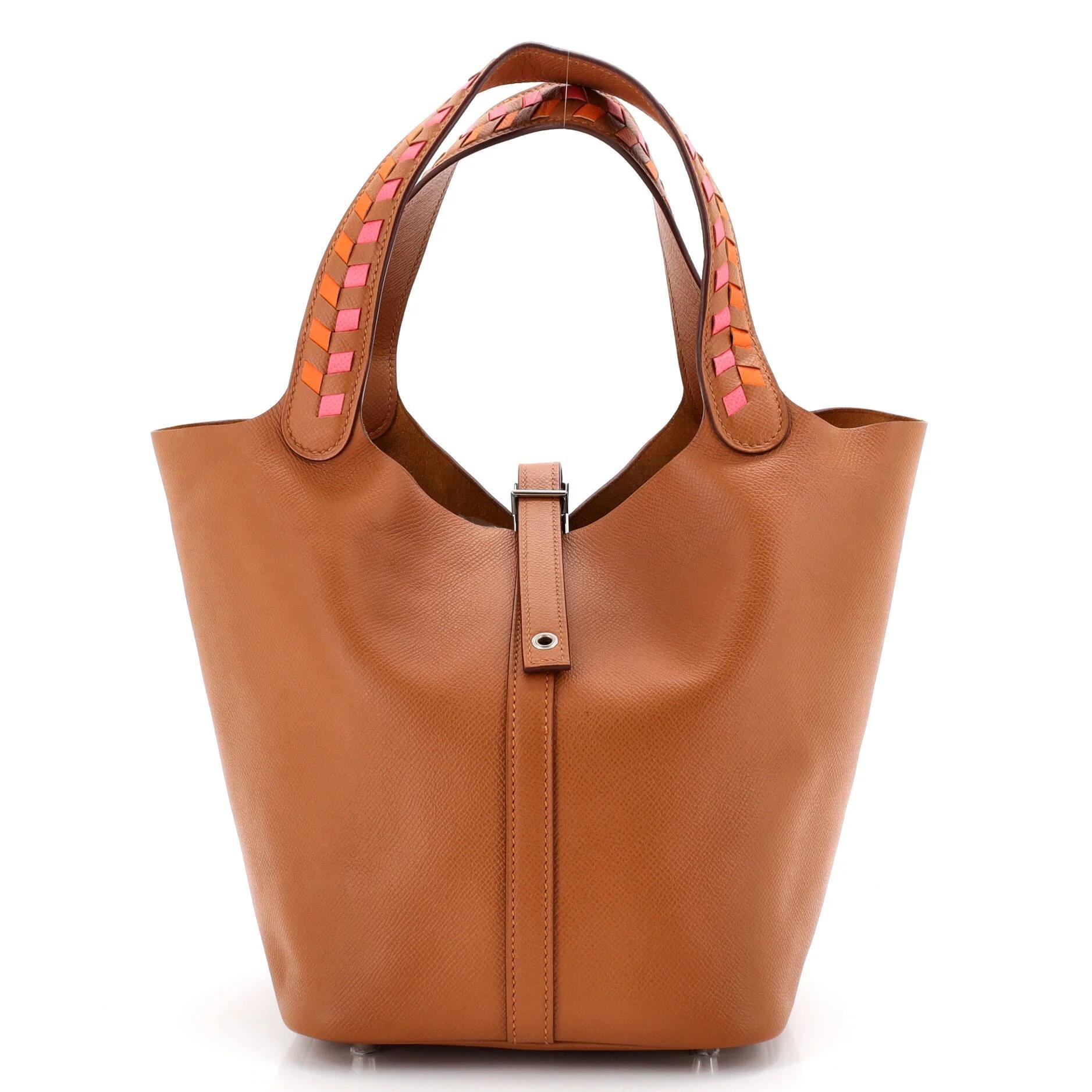 Picotin leather tote