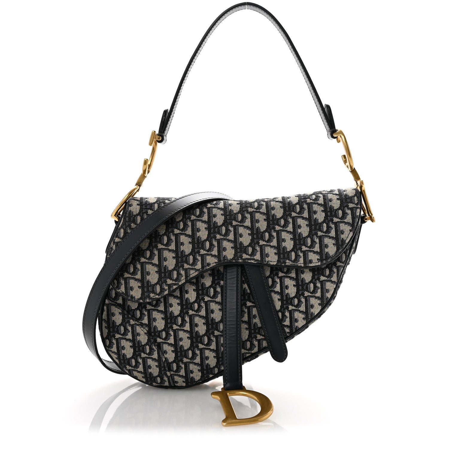 Christian Dior Oblique Saddle Bag With Strap Blue
