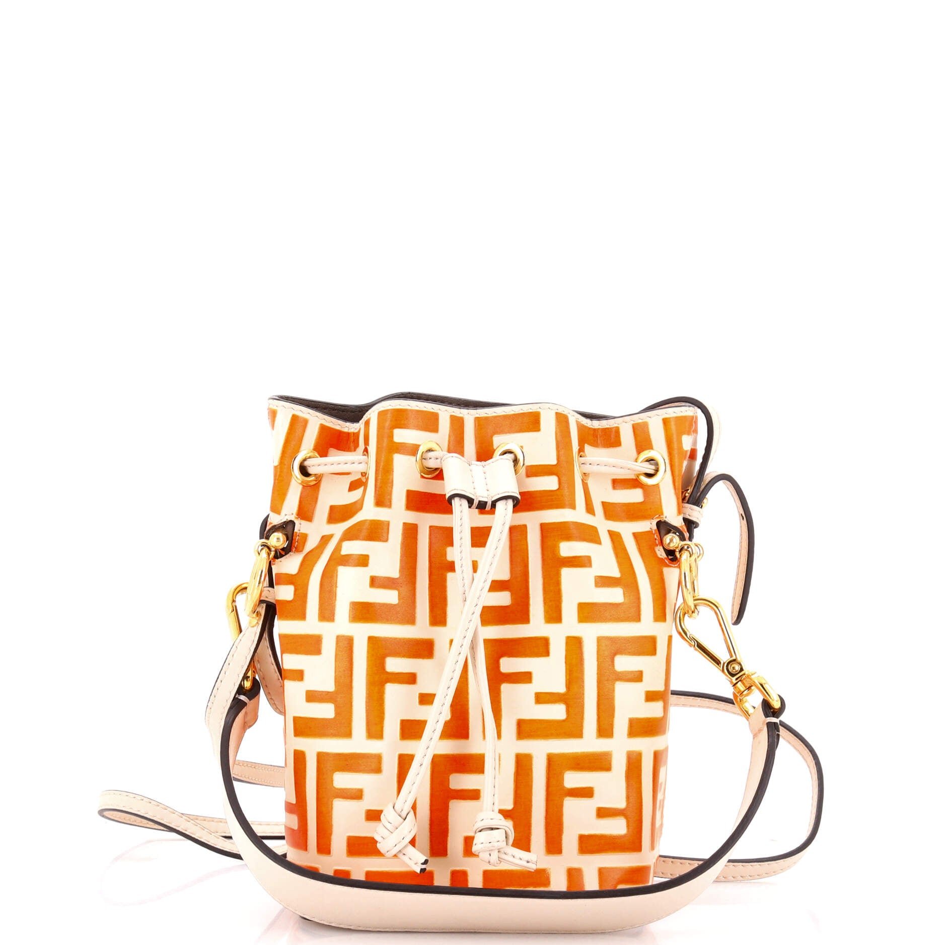 Mon Tresor Bucket Bag Zucca Embossed Leather Mini
