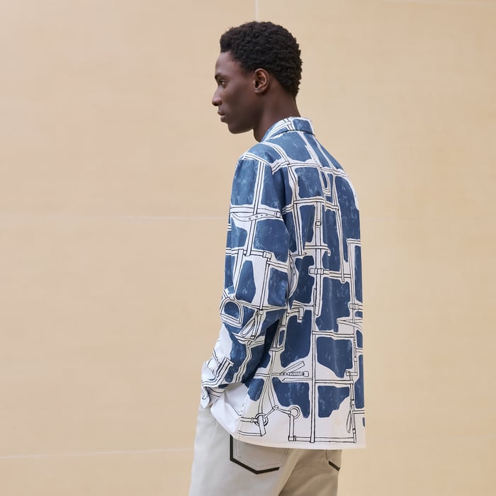 Bleu Turquin "Harnais En Gouache" Sporty Fit Shirt