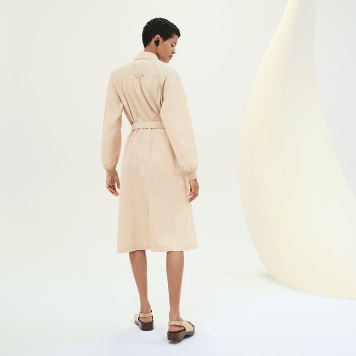 Beige Pyrite Asymmetric Mixed Leather Coat