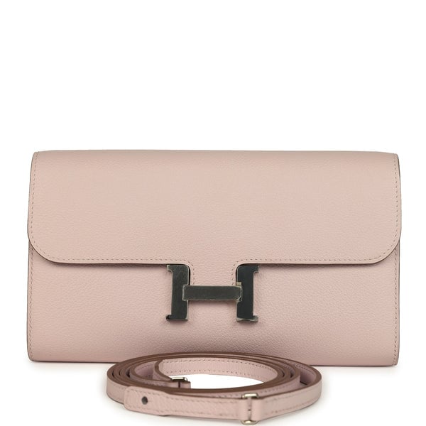 Hermes Hermes Constance Wallet To Go Mauve Pale Evercolor Palladium Hardware