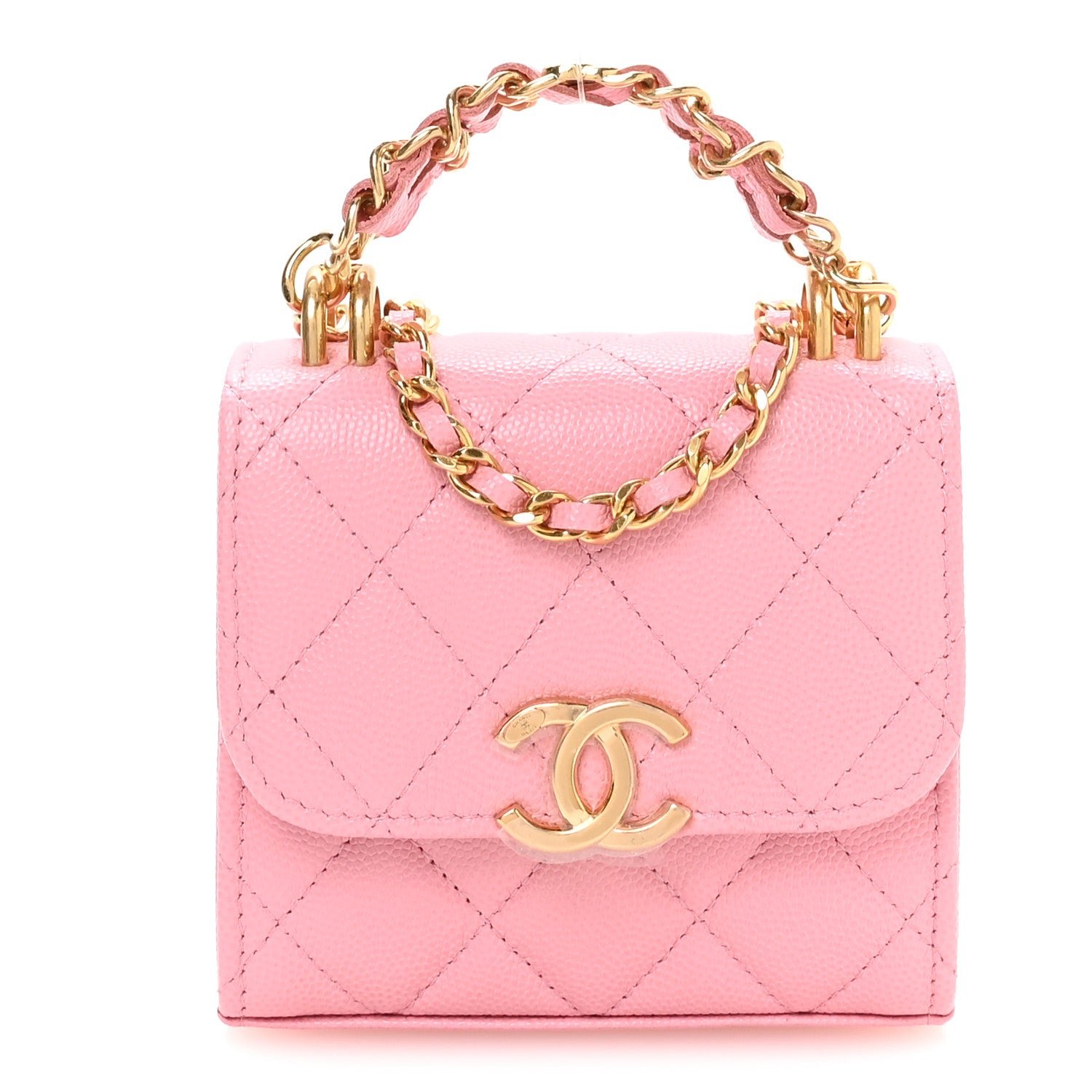 Chanel Caviar Quilted Coco First Clutch With Chain Light Pink