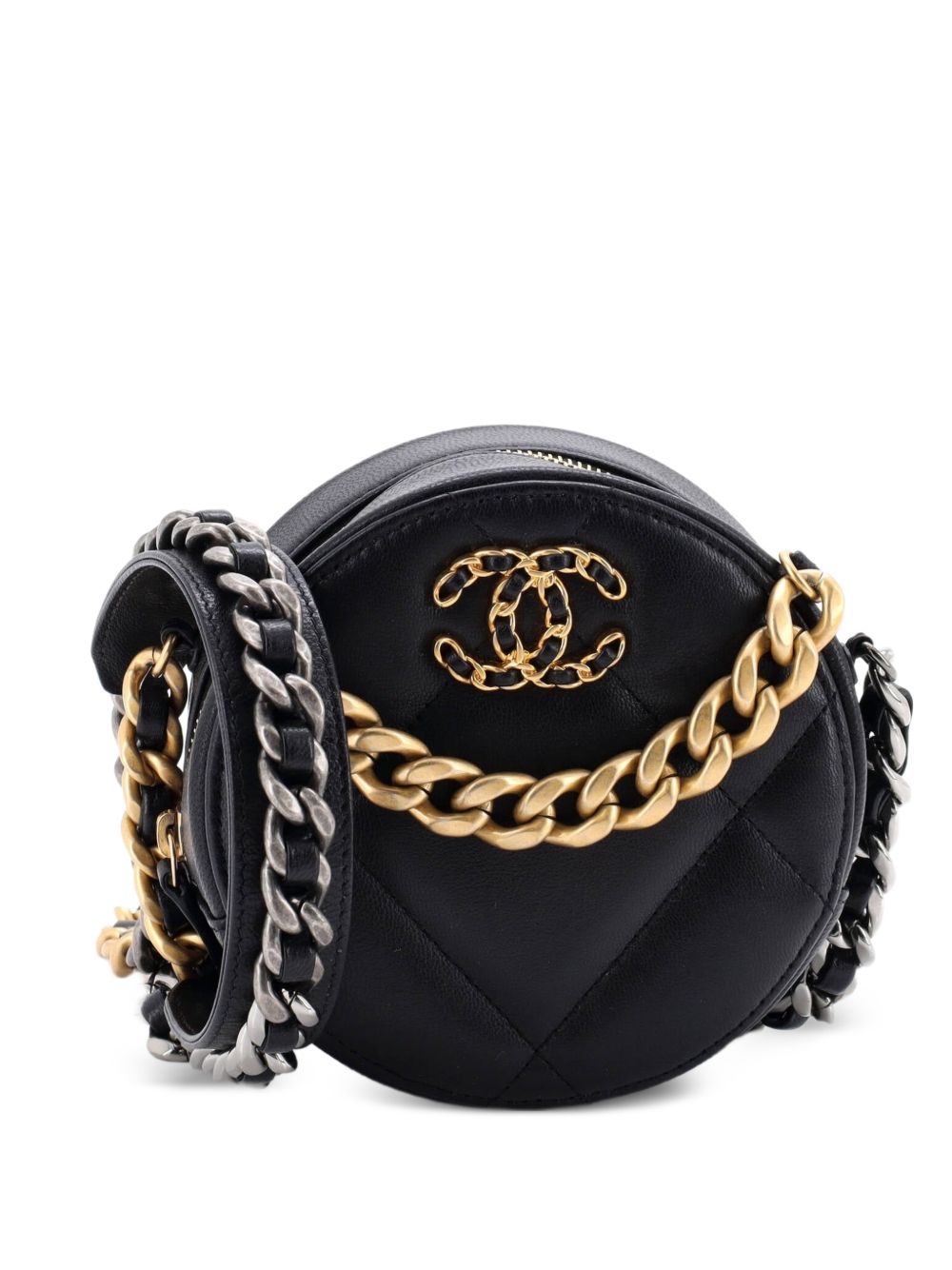 19 Round with Chain Quilted Leather clutch bag