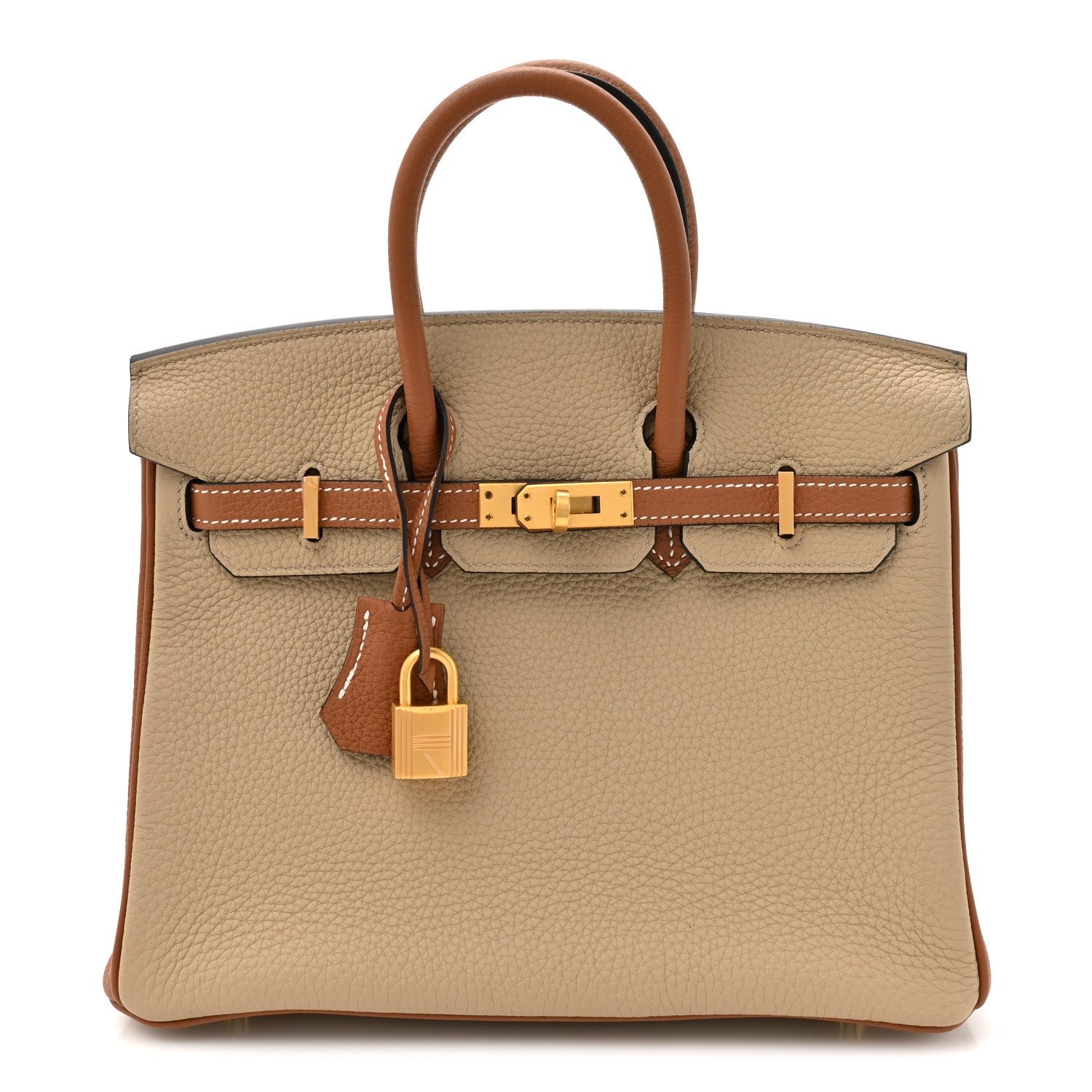 Hermes Hermes Togo Horseshoe Birkin 25 Trench Gold