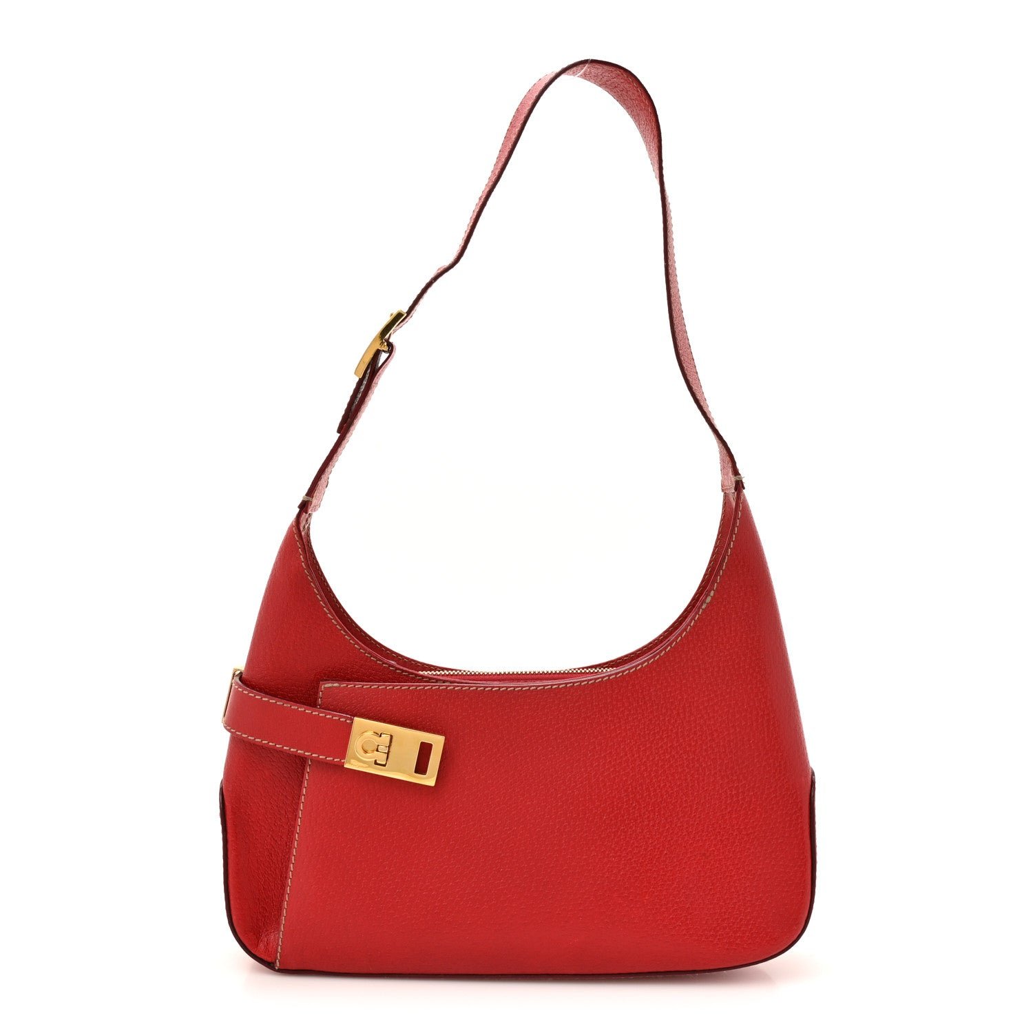 Salvatore Ferragamo Salvatore Ferragamo Pigskin Gancini Hobo Red