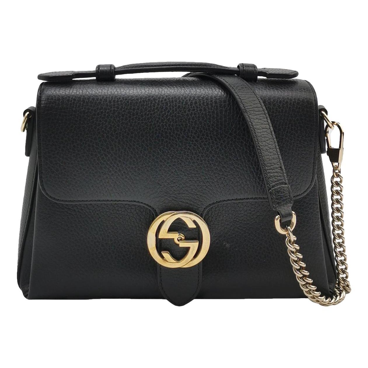 Interlocking leather handbag