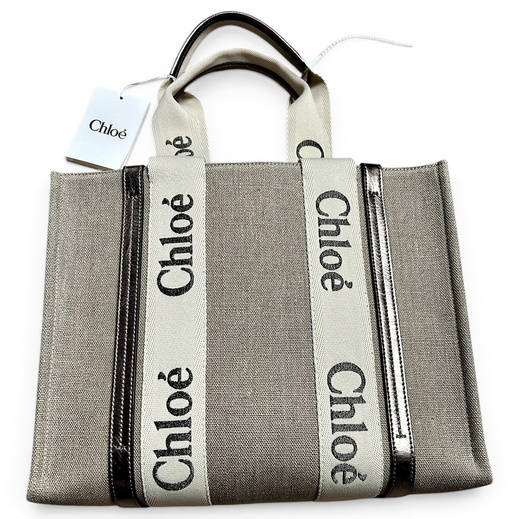 Woody linen tote