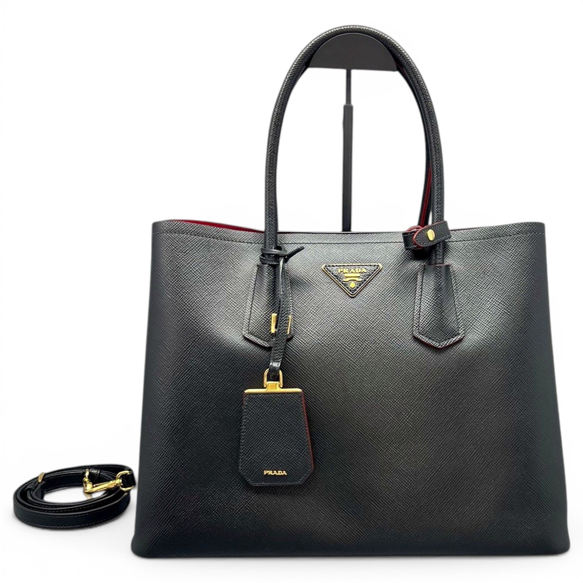 Double leather handbag
