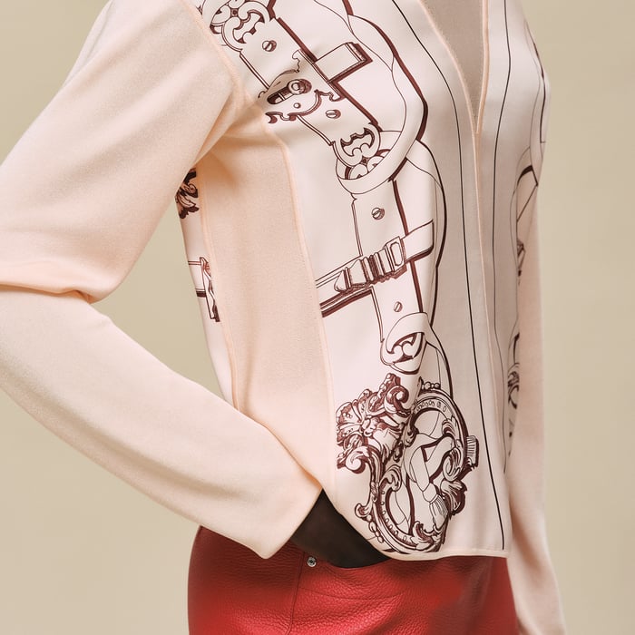 Rose Opaline "Ferronnerie Remix" Long-sleeve Twillaine Sweater