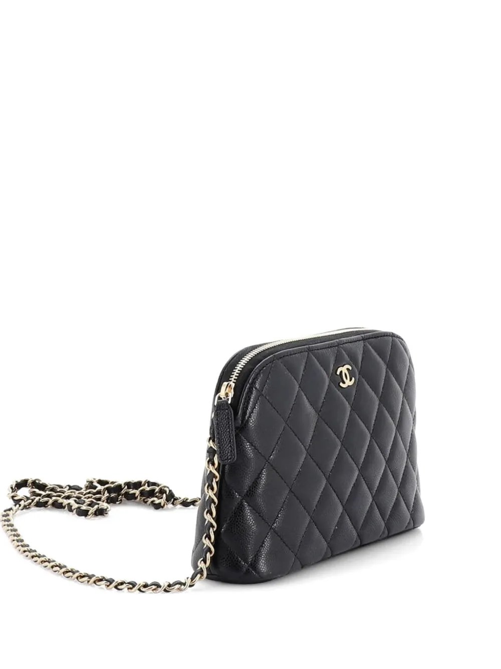 CC Dome Zip Clutch with Chain Quilted Caviar Small shoulder bag