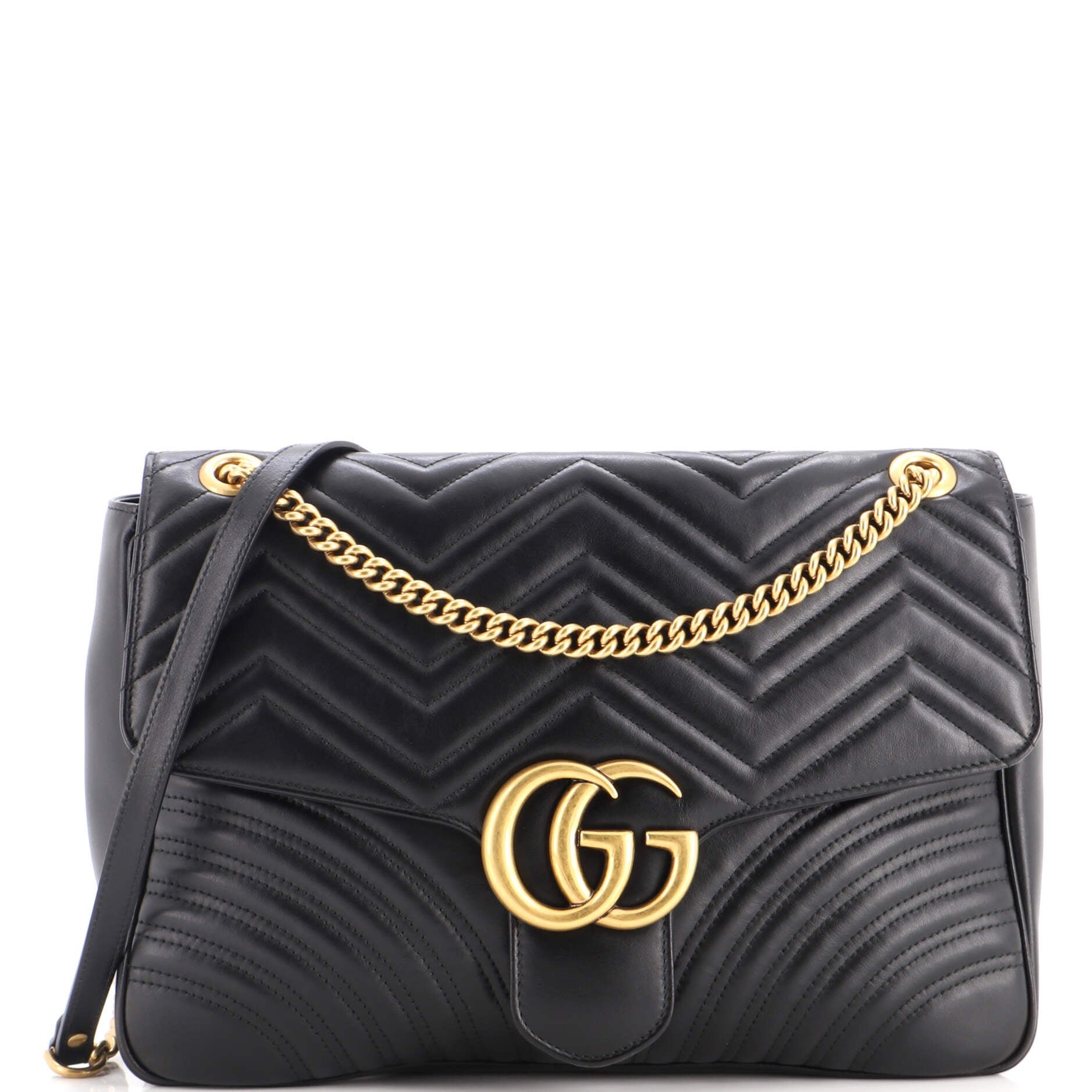 GG Marmont Flap Bag Matelasse Leather Large
