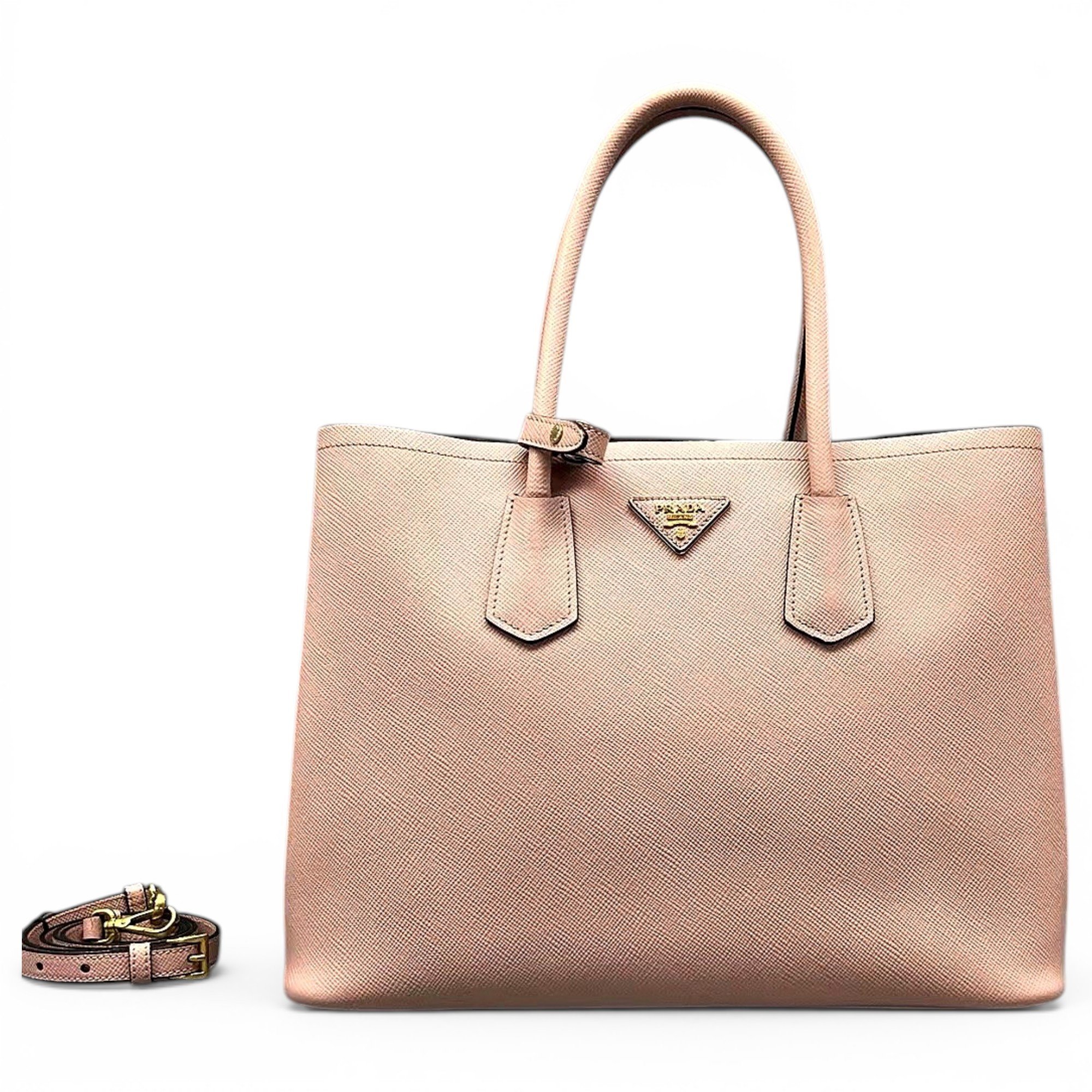 Double leather handbag