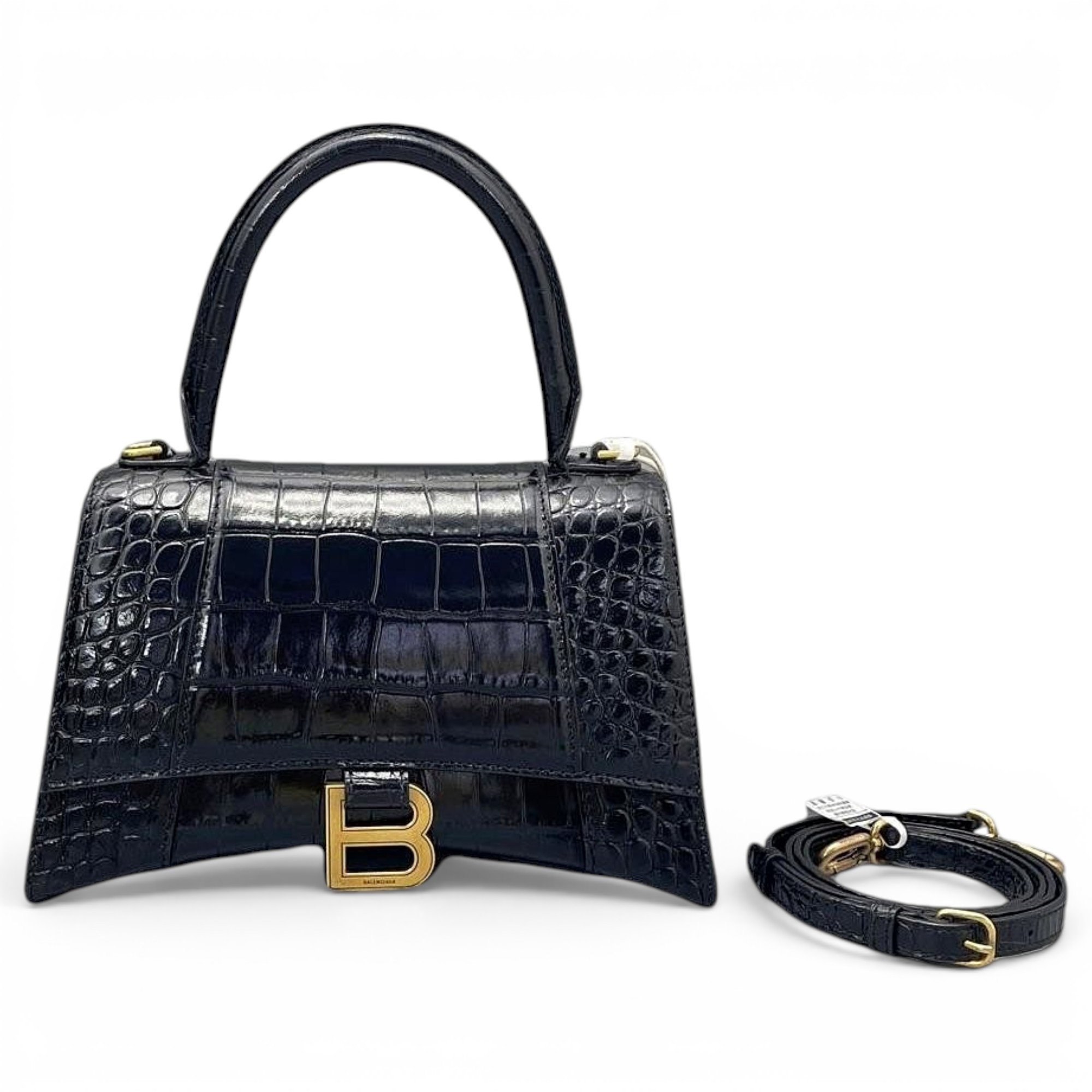 Hourglass leather handbag