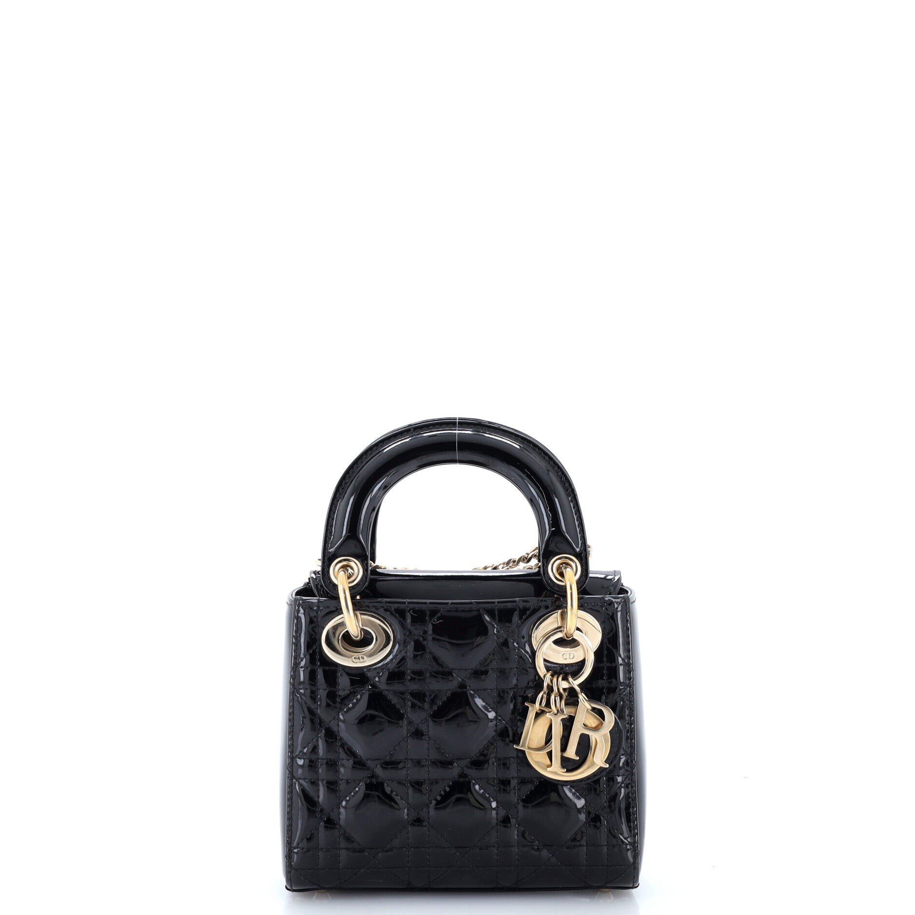 Lady Dior Chain Bag Cannage Quilt Patent Mini