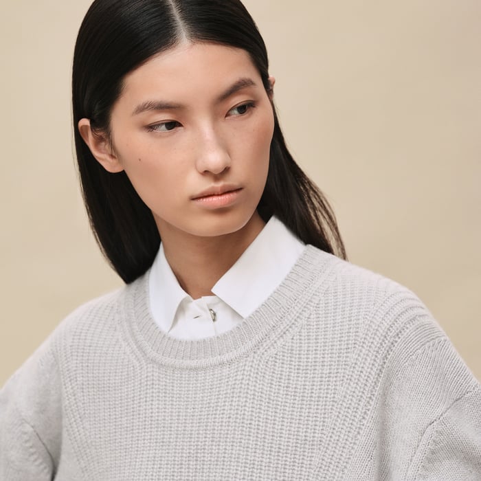 Gris Pervenche Cashmere Long-sleeve Sweater