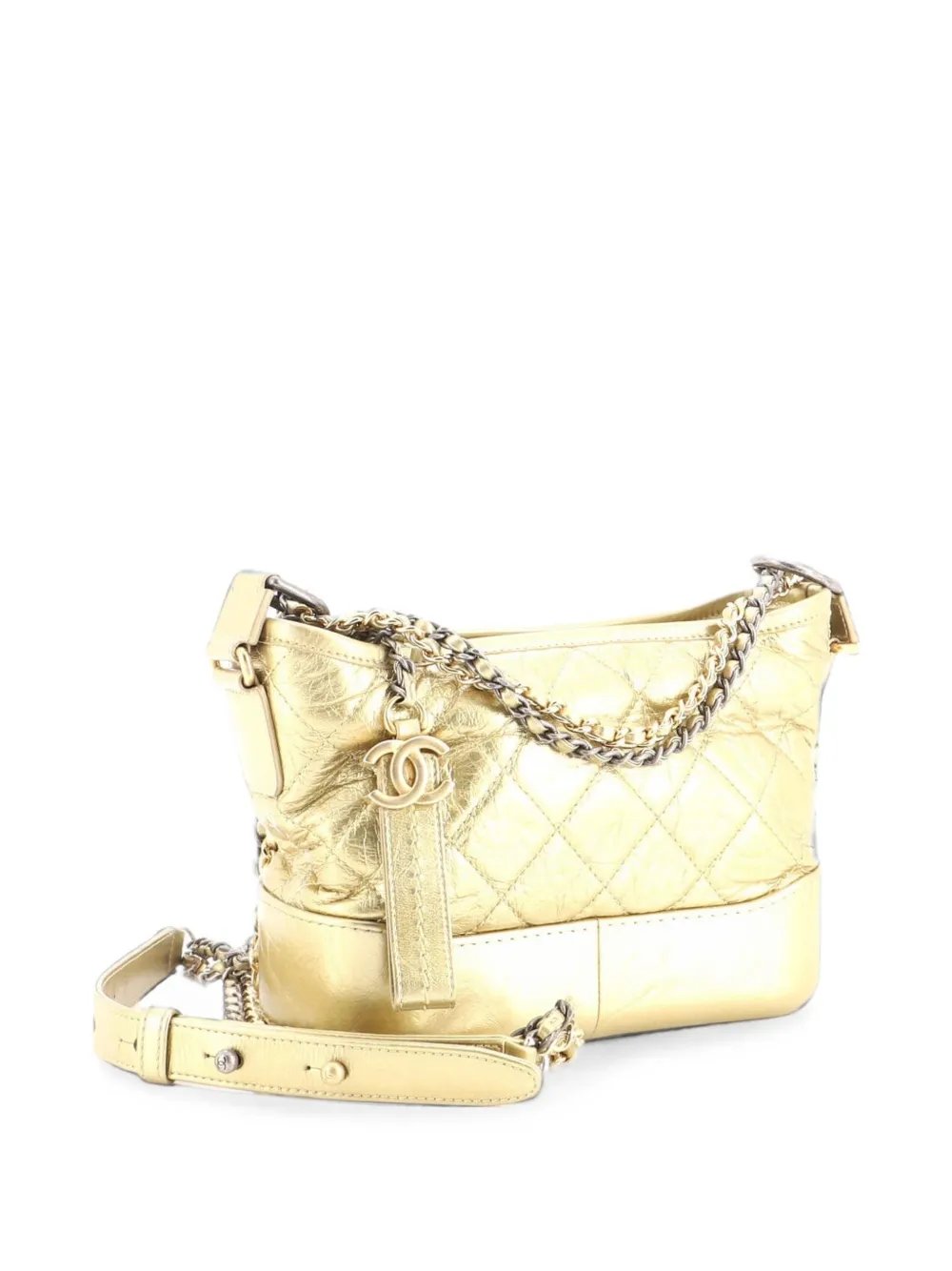 Gabrielle Quilted Metallic Aged Calfskin Small hobo bag