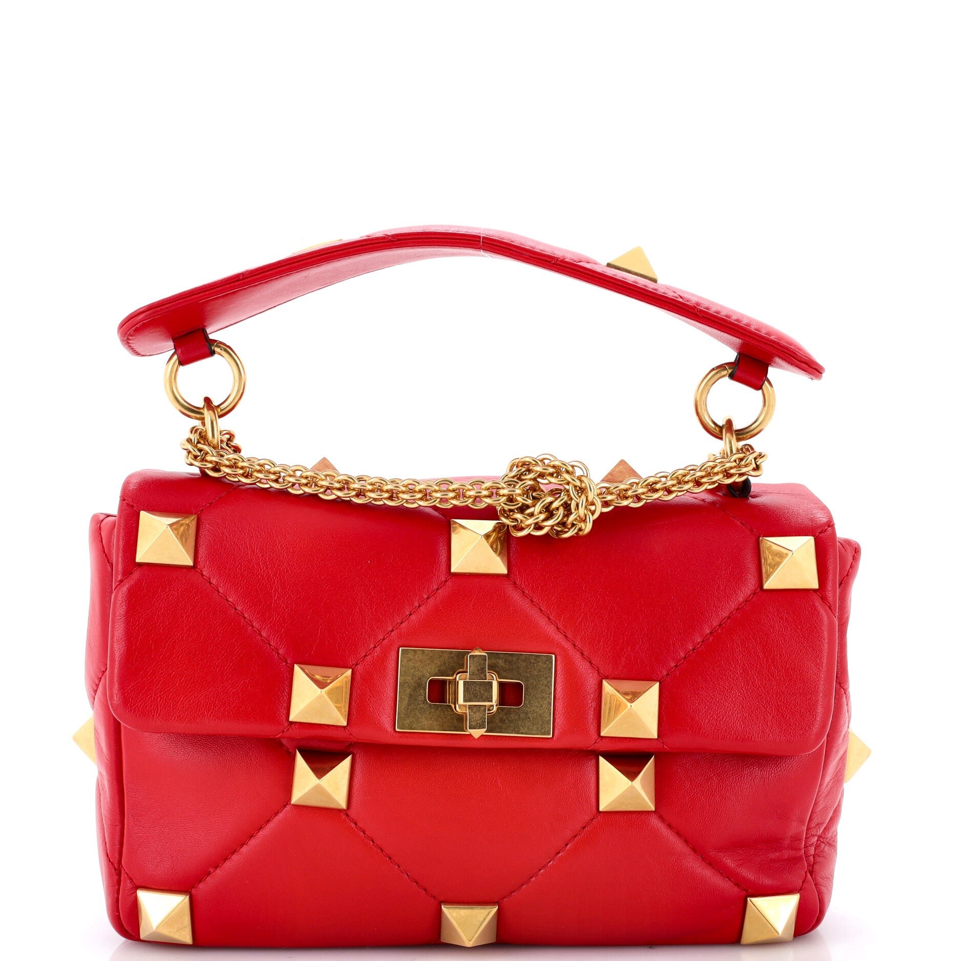 Roman Stud Flap Bag Quilted Leather Medium