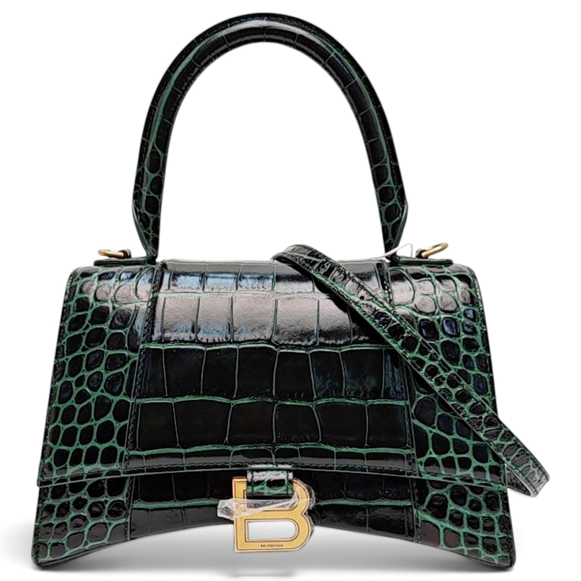 Hourglass leather handbag